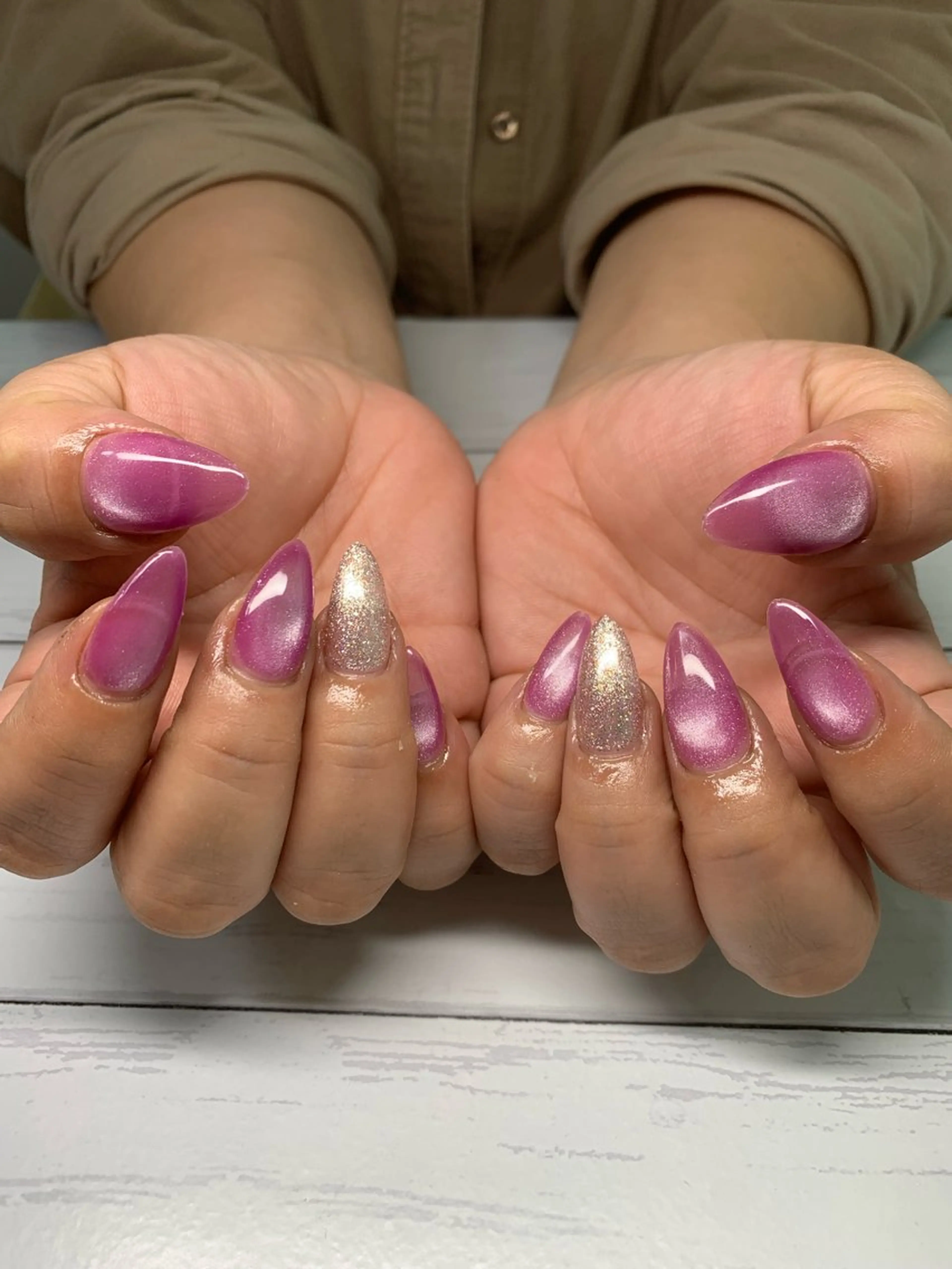 ネイル 長さ出し ワンカラーネイル mana_momo_nail所属・百谷 このみのネイルデザイン