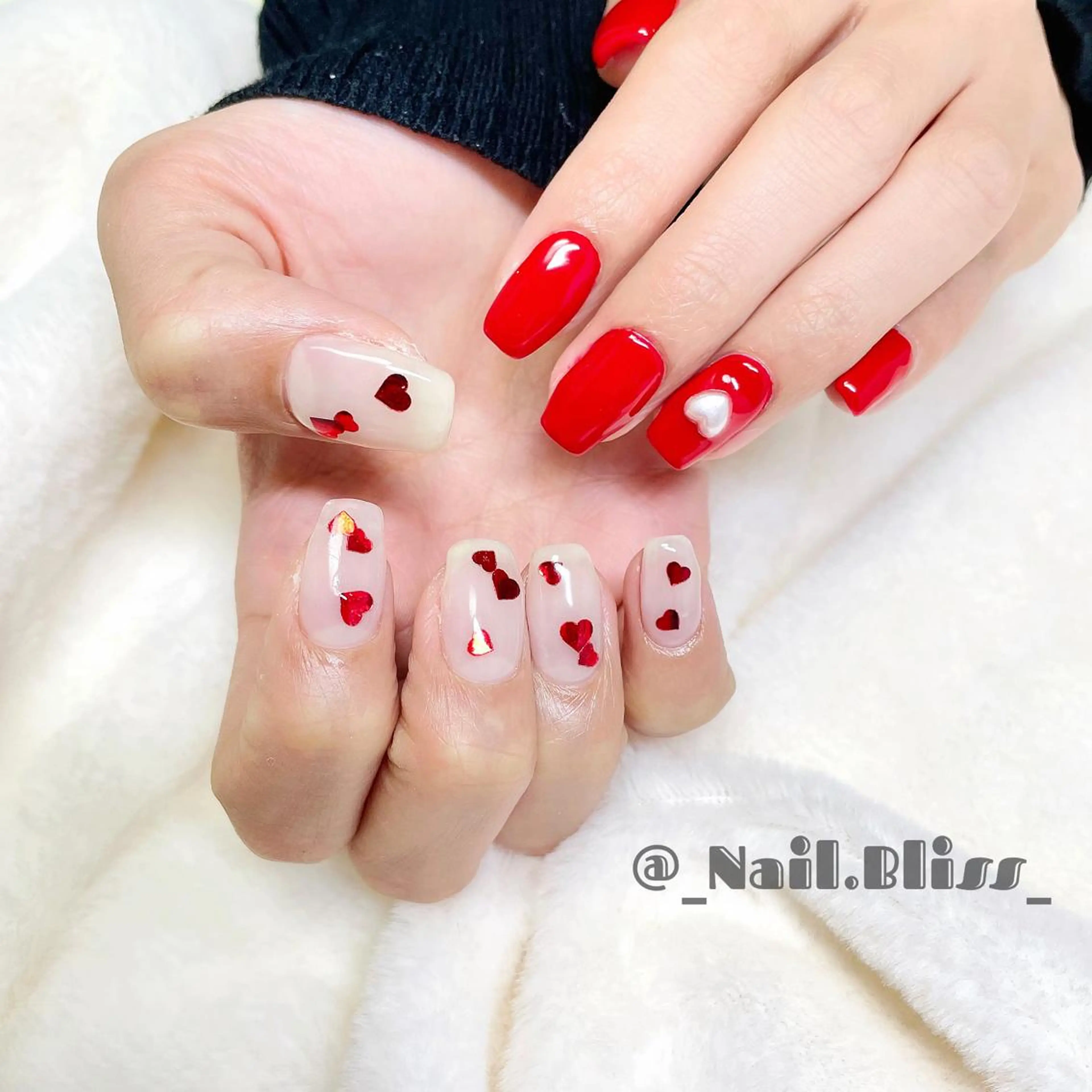 ネイル ハート バレンタイン ハンドネイル NAIL BLISSのネイルデザイン