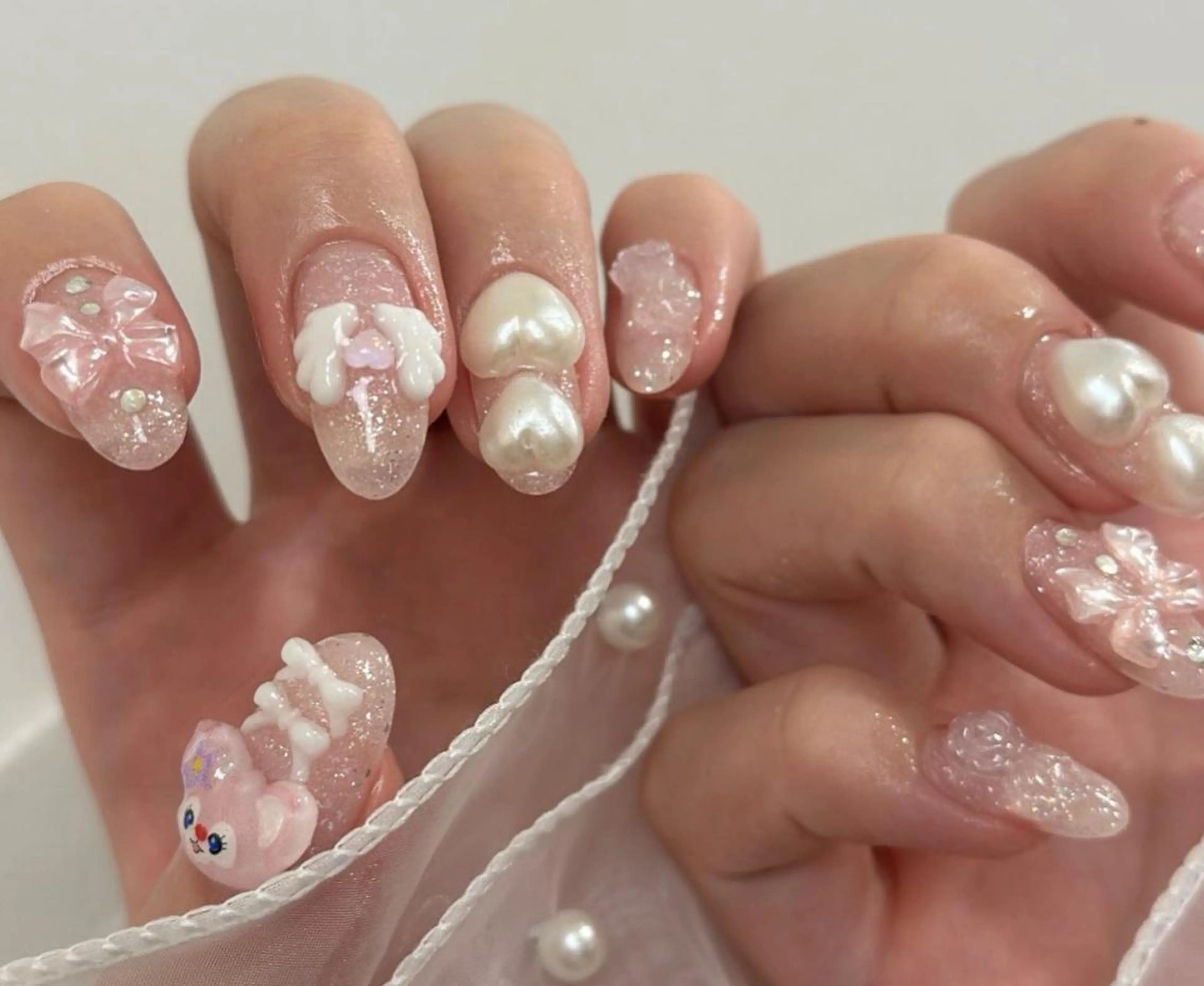 ネイル アートネイル クリアネイル 成人式 長さ出し フラッシュネイル ハンドネイル Ru na🍳のネイルデザイン