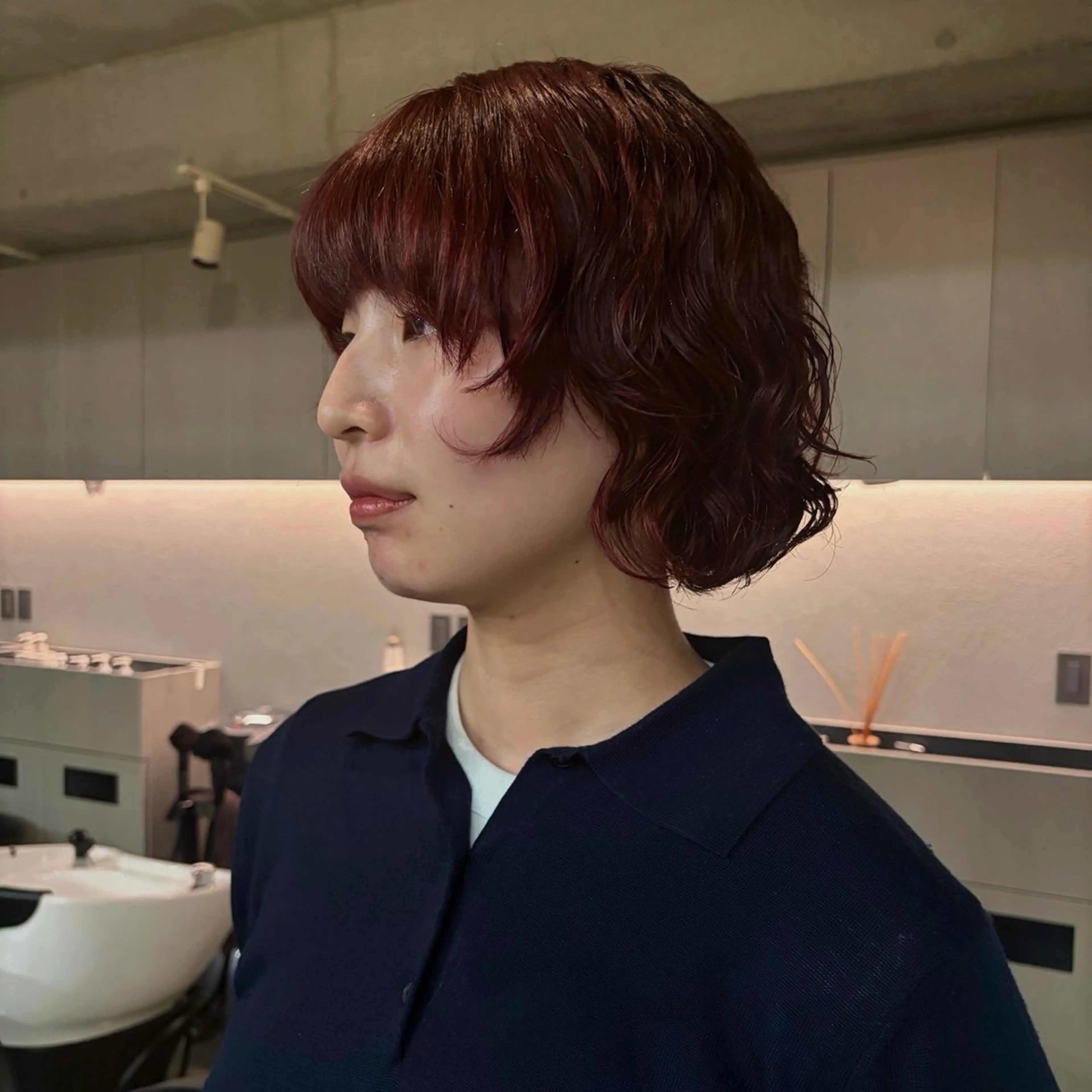 ショート カラー パーマ カット ヘアカラー パーマ ミディアム/ロング/ 表参道パーマのヘアスタイル