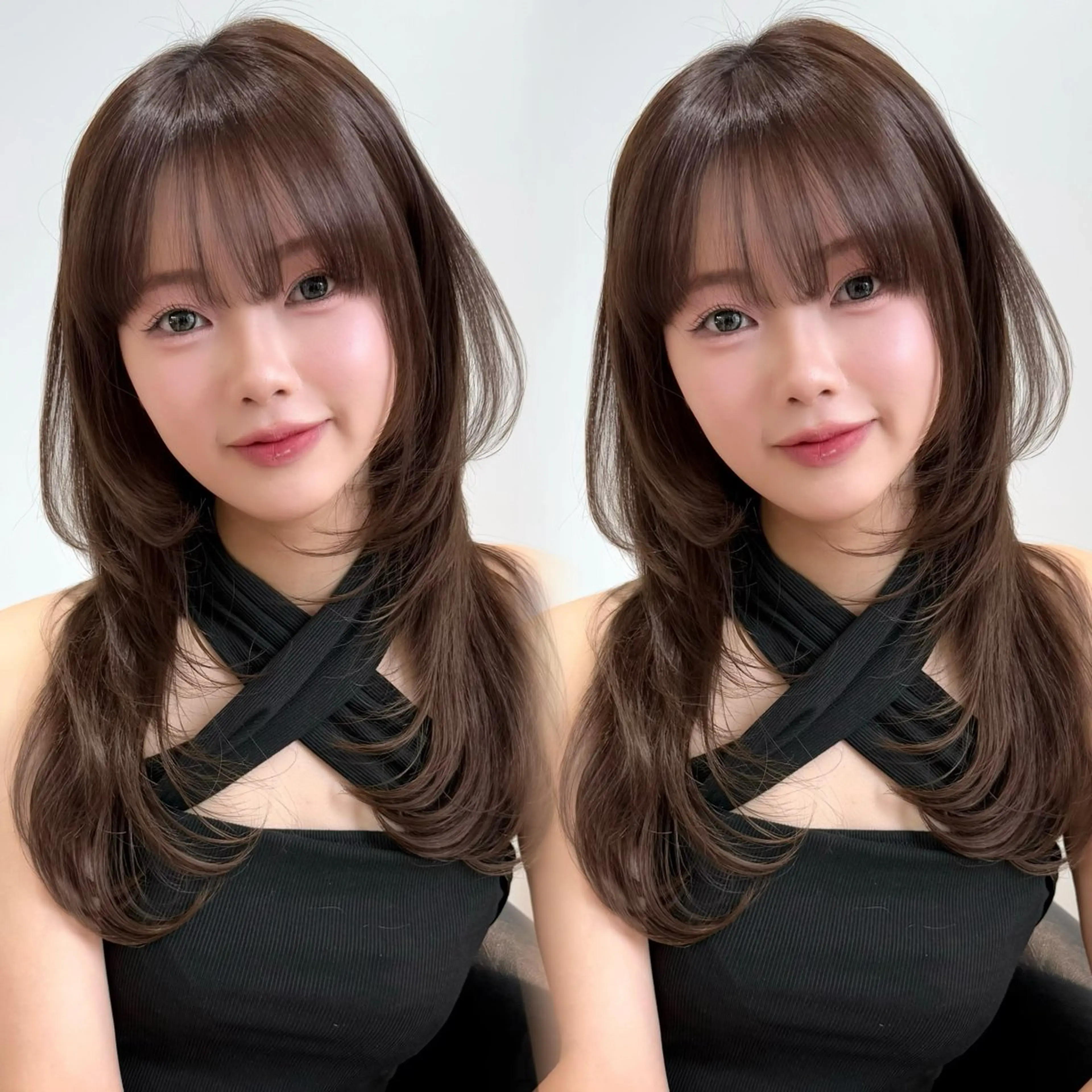 ロング 顔周りカット 韓国風ヘア カット ヘアカラー トリートメント 韓国ヘア/艶髪/ 透明感カラー/つぐみのヘアスタイル