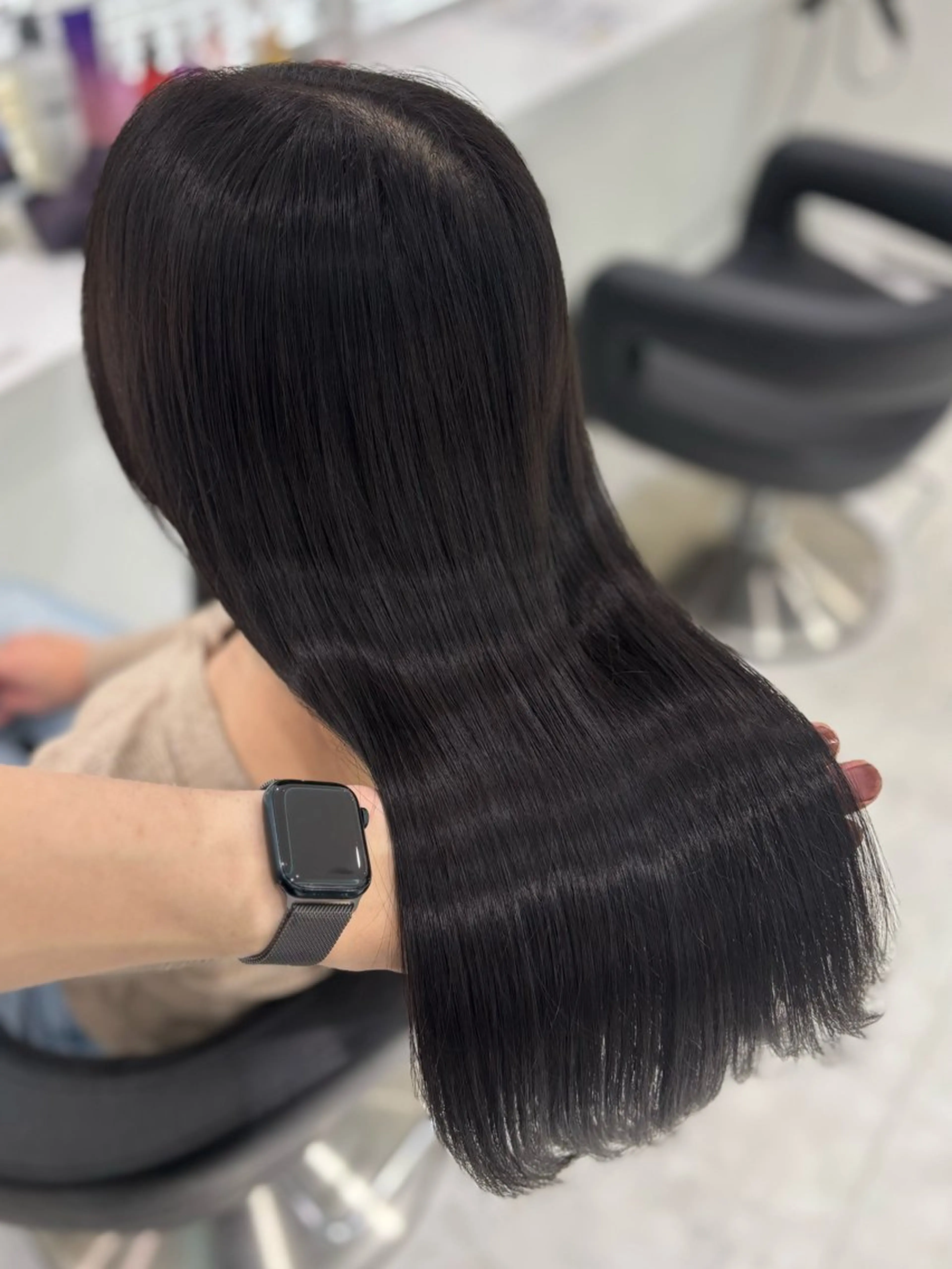 ロング カラー ヘアカラー トリートメント ヘッドスパ ヘアセット ブリーチなし透明感 ×縮毛矯正🤍ユウのヘアスタイル