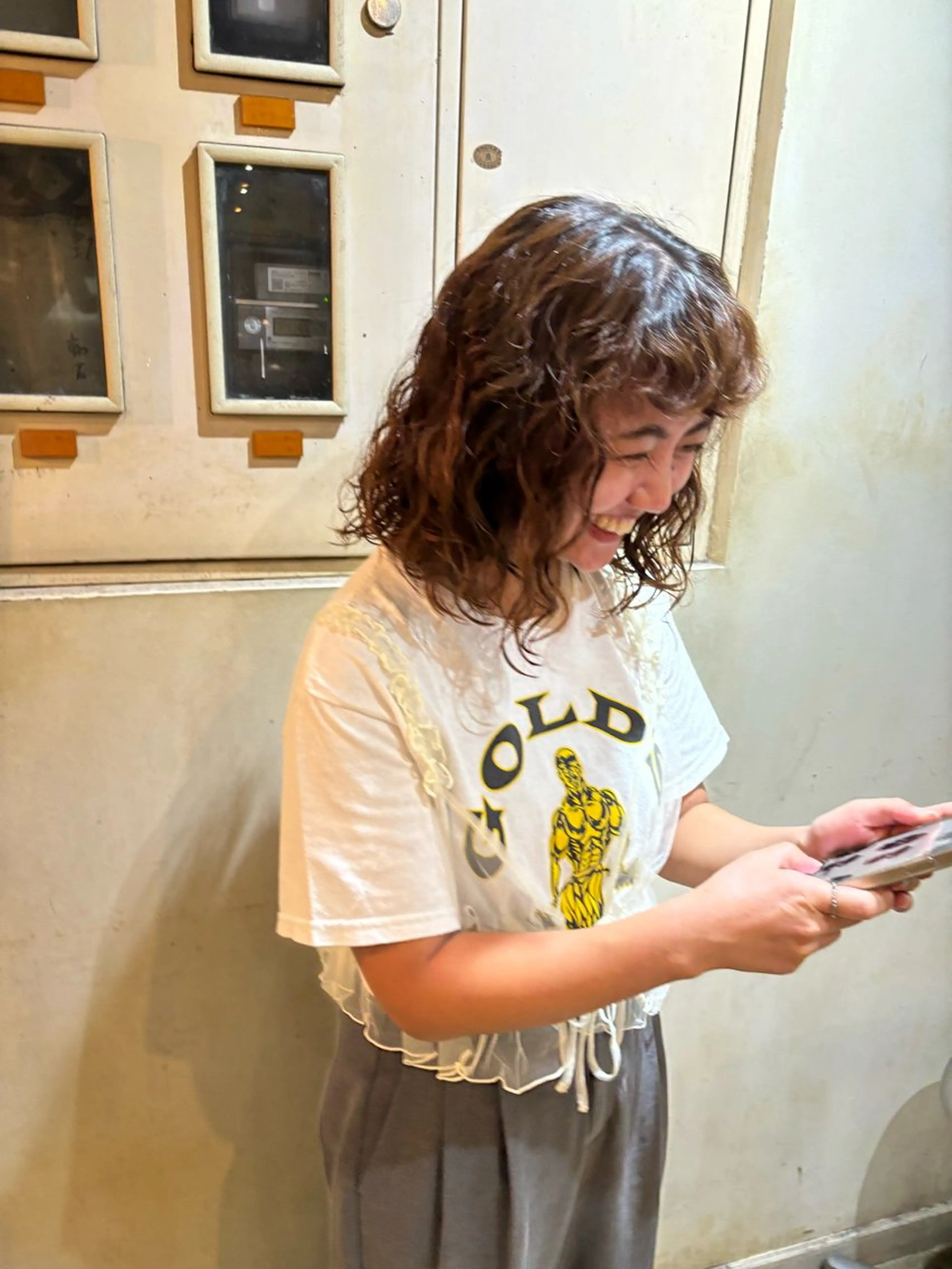 ミディアム ミディアムパーマ サンティエ都通店所属・永山 萌文のヘアスタイル