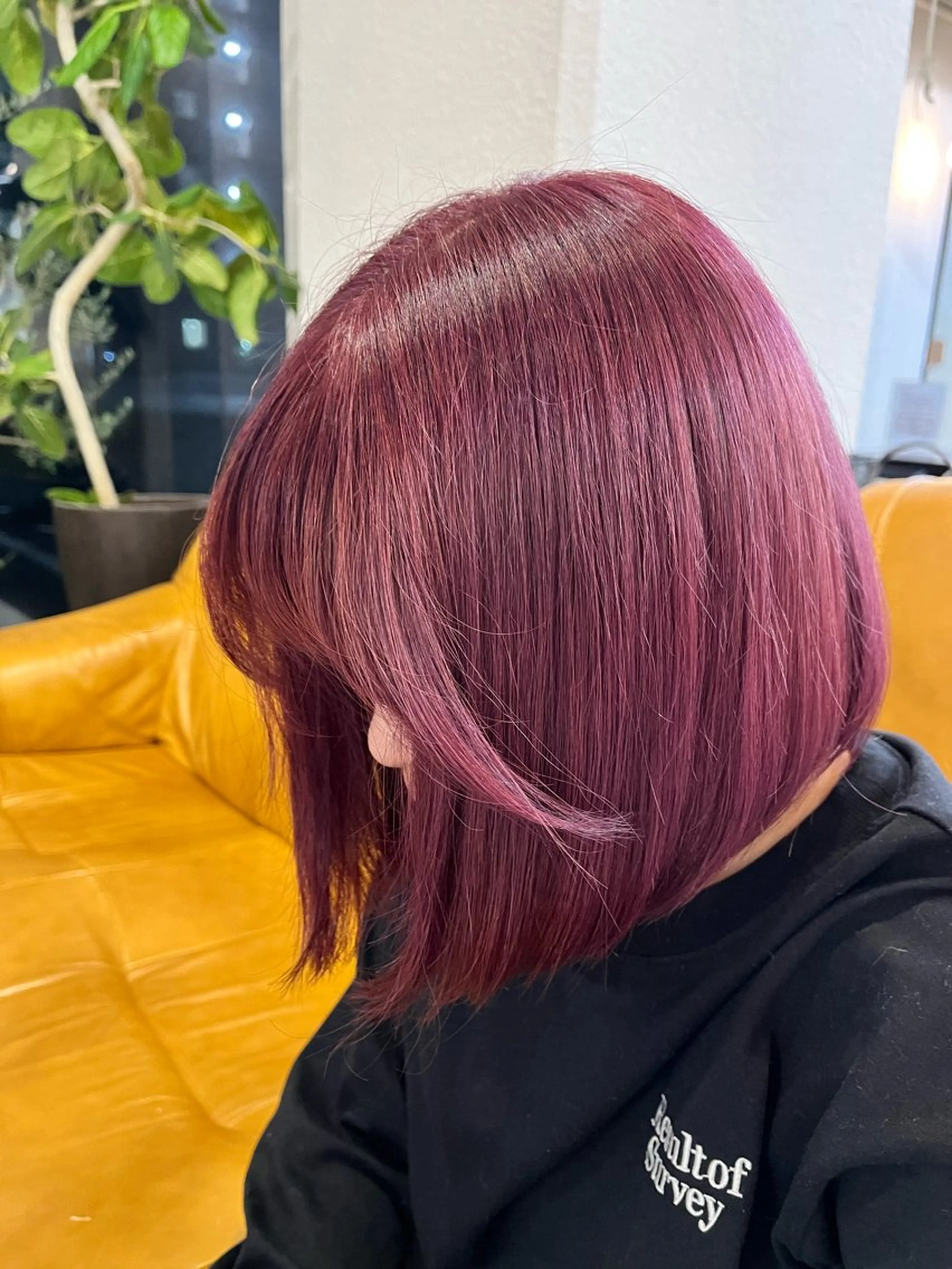 ショート カラー ブリーチ ピンクカラー バイオレットカラー バイオレットピンク ヘアカラー 黒川 綾音のヘアスタイル