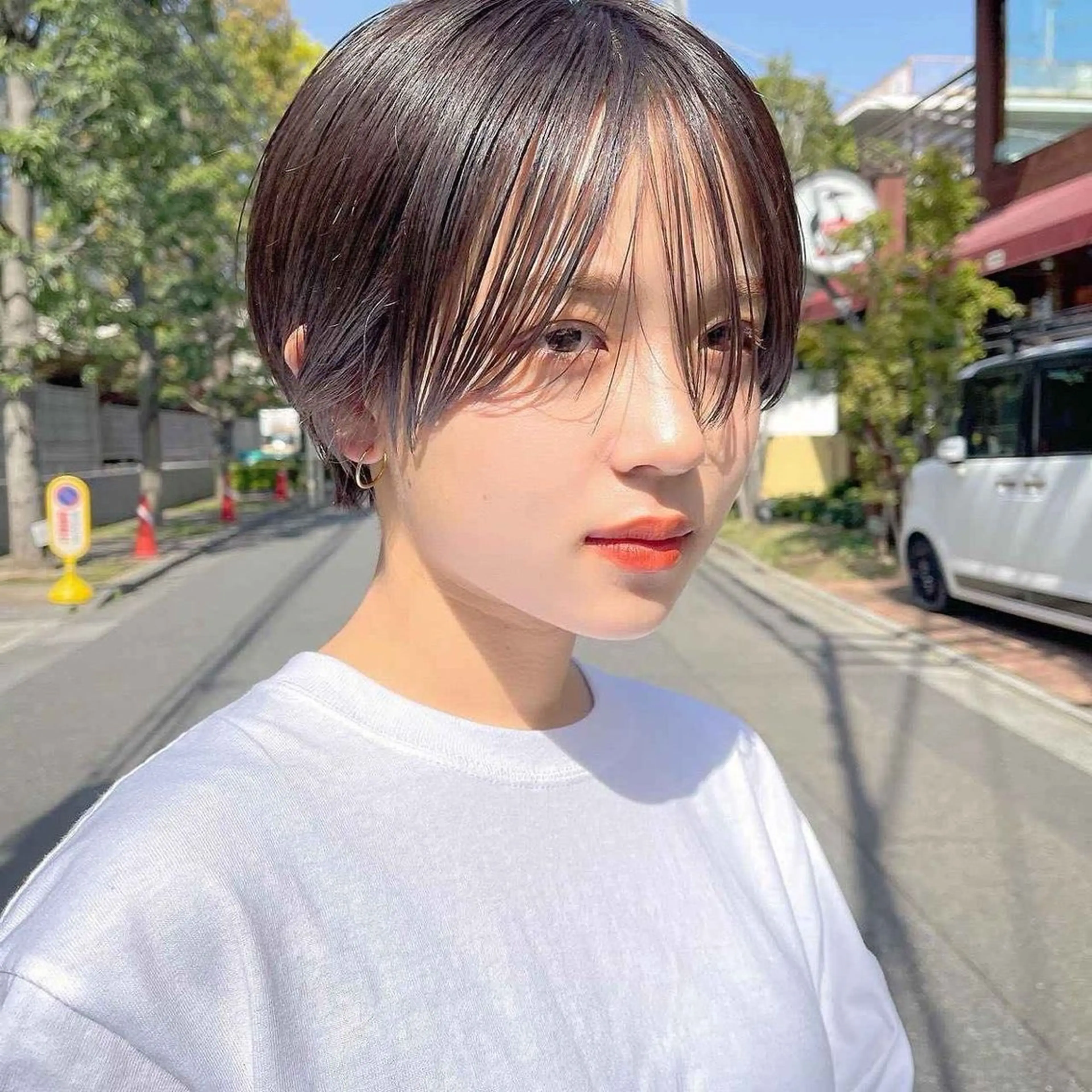 ショート カラー 山崎/ボブ縮毛矯正 レイヤー髪質改善のヘアスタイル