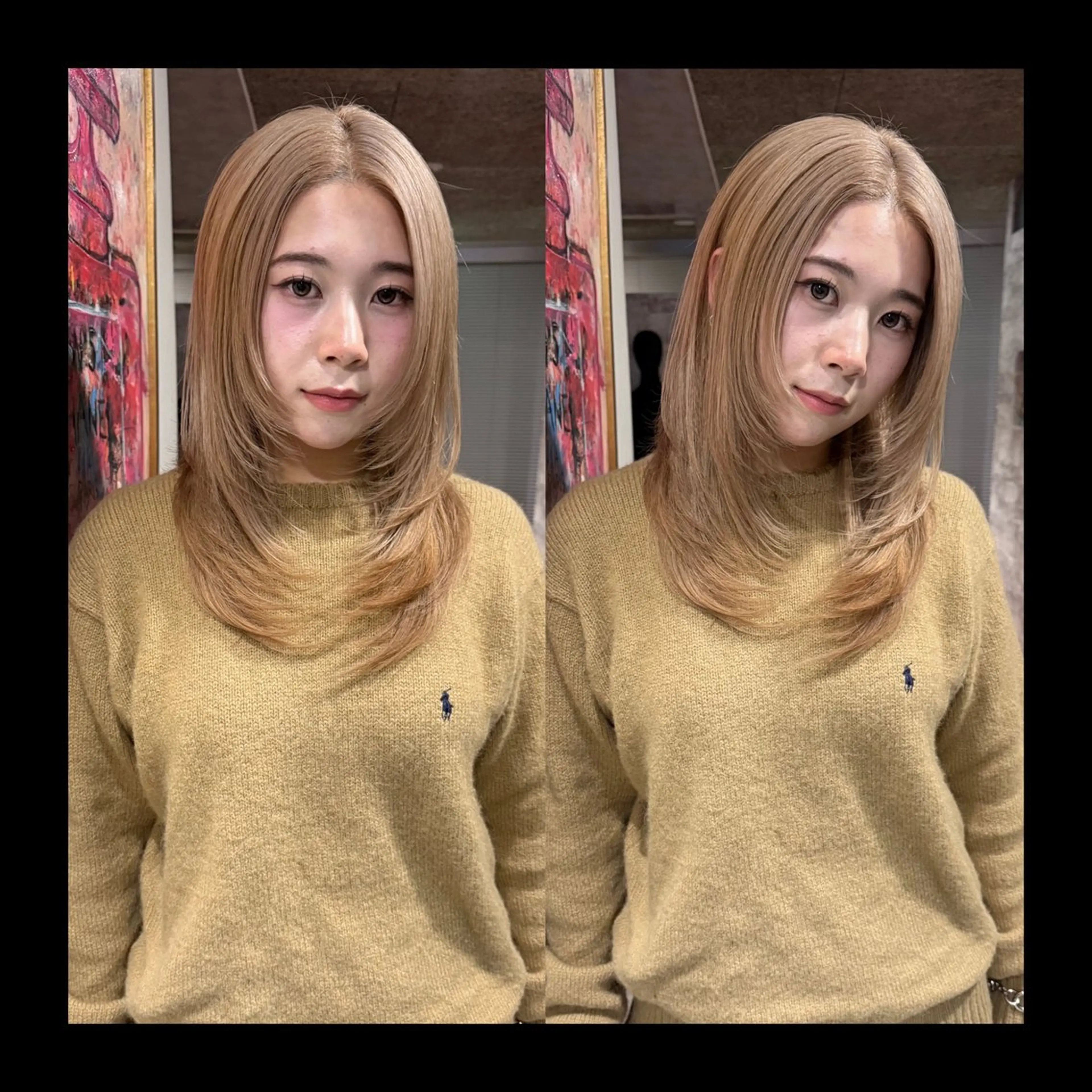 ミディアム カラー 黒髪 カット ヘアカラー トリートメント mai / linoah˚✧のヘアスタイル