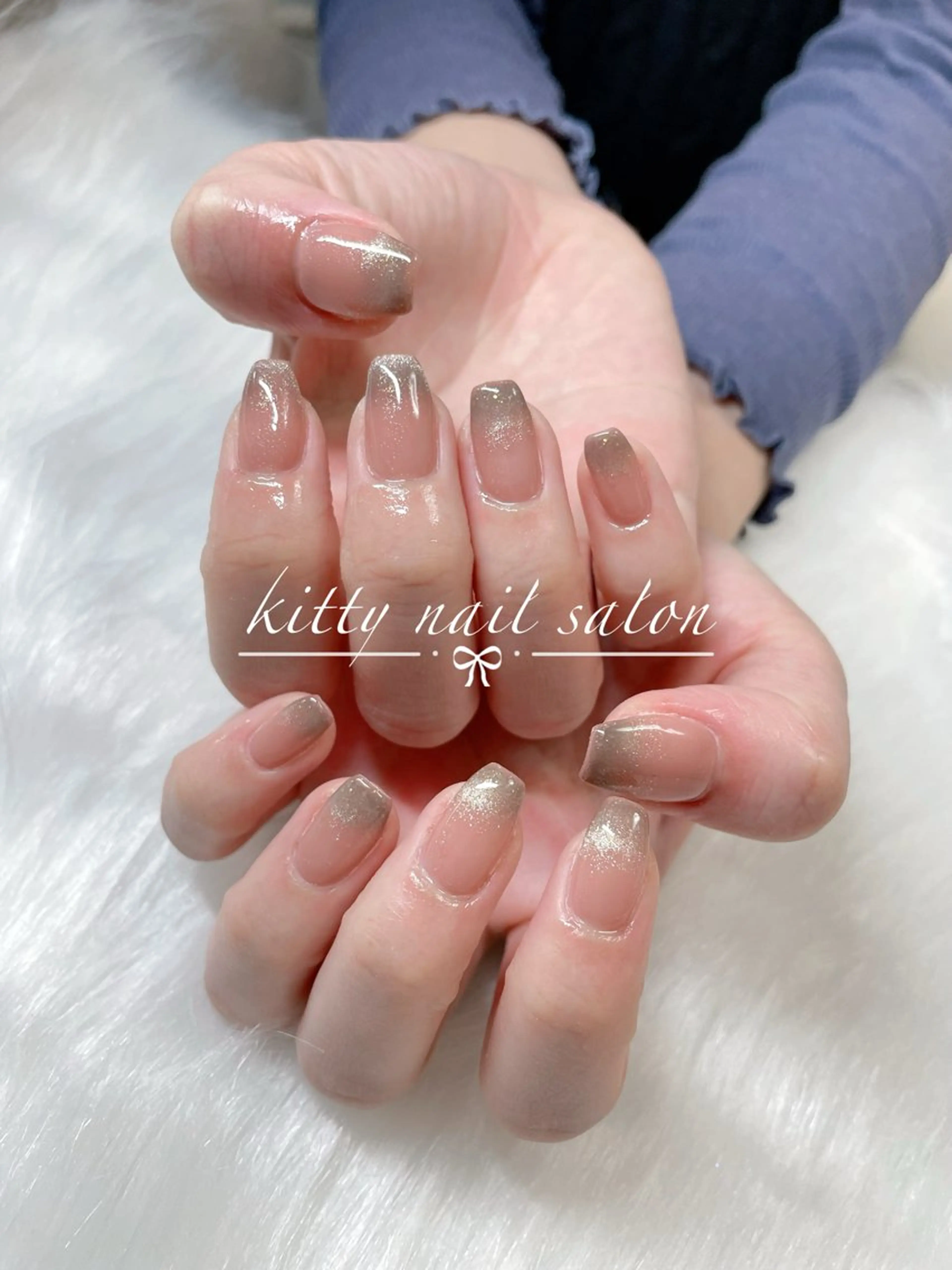 ネイル フレンチネイル マグネットネイル マグネットフレンチ ミラーネイル シンプルネイル kitty nail salonのネイルデザイン
