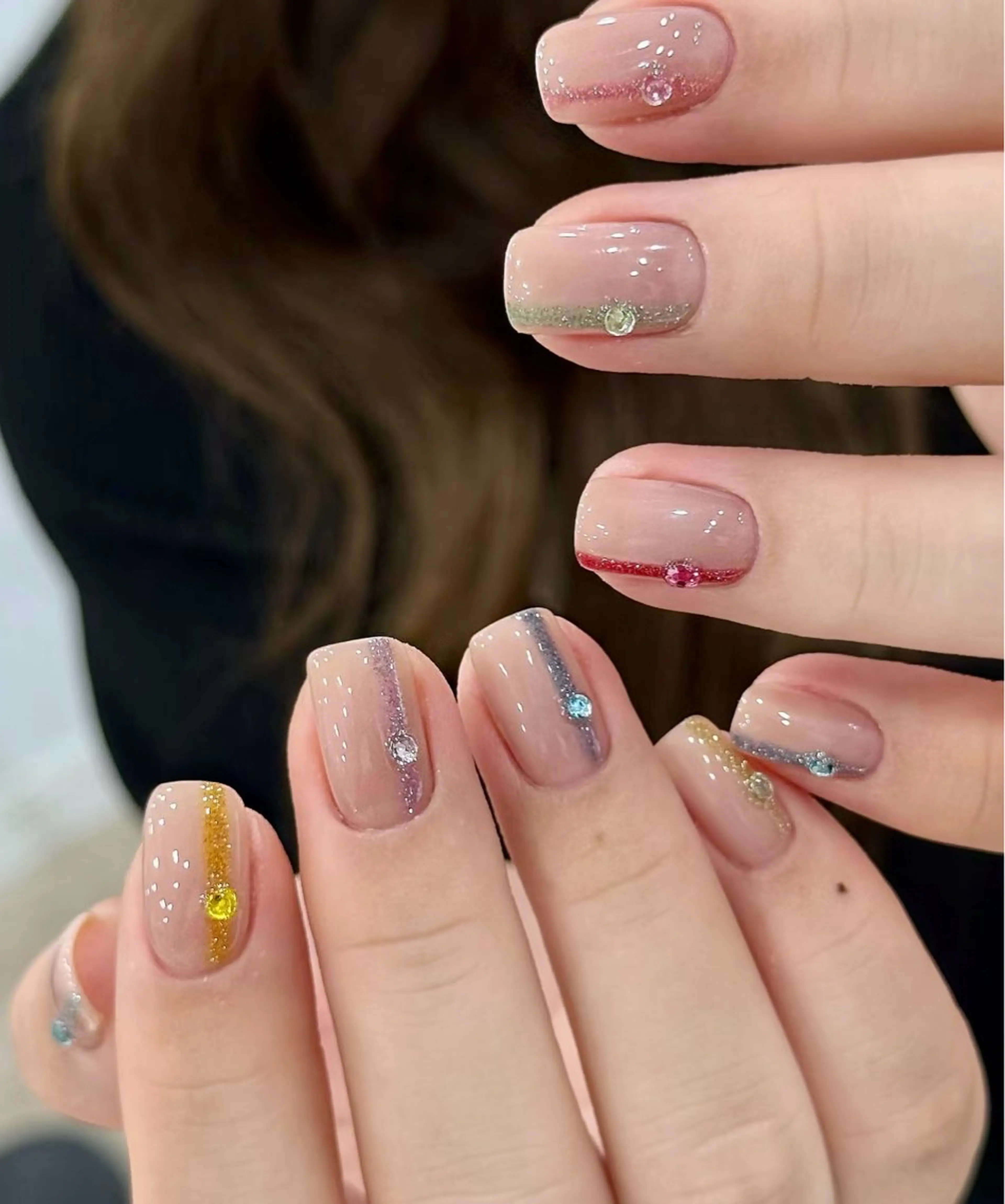 ネイル ラメ(グリッター) シンプルネイル ストーンネイル Emily Garden 六本木のネイルデザイン