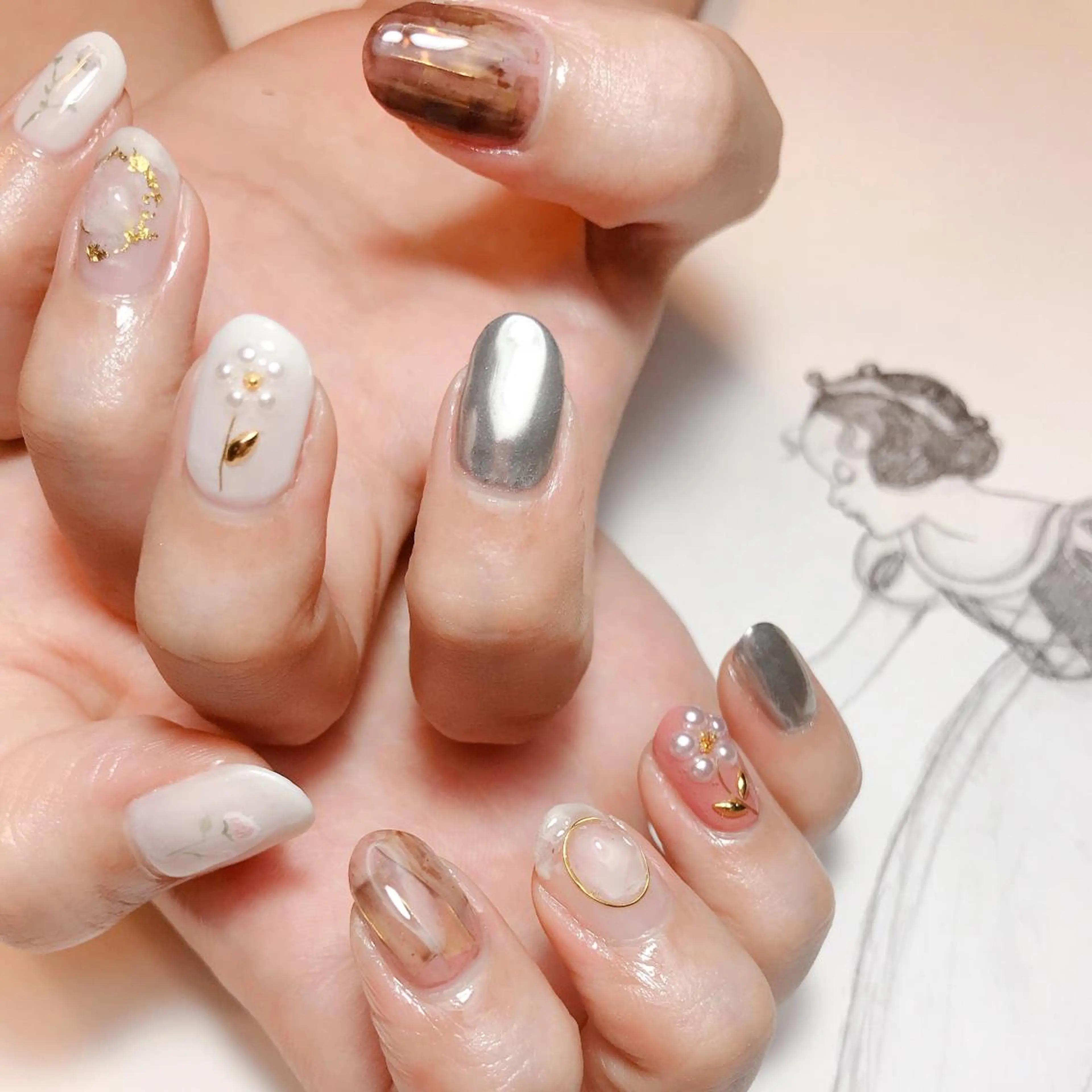 ネイル フラワーネイル ニュアンスネイル owlnail /持込みデザイン専門のネイルデザイン