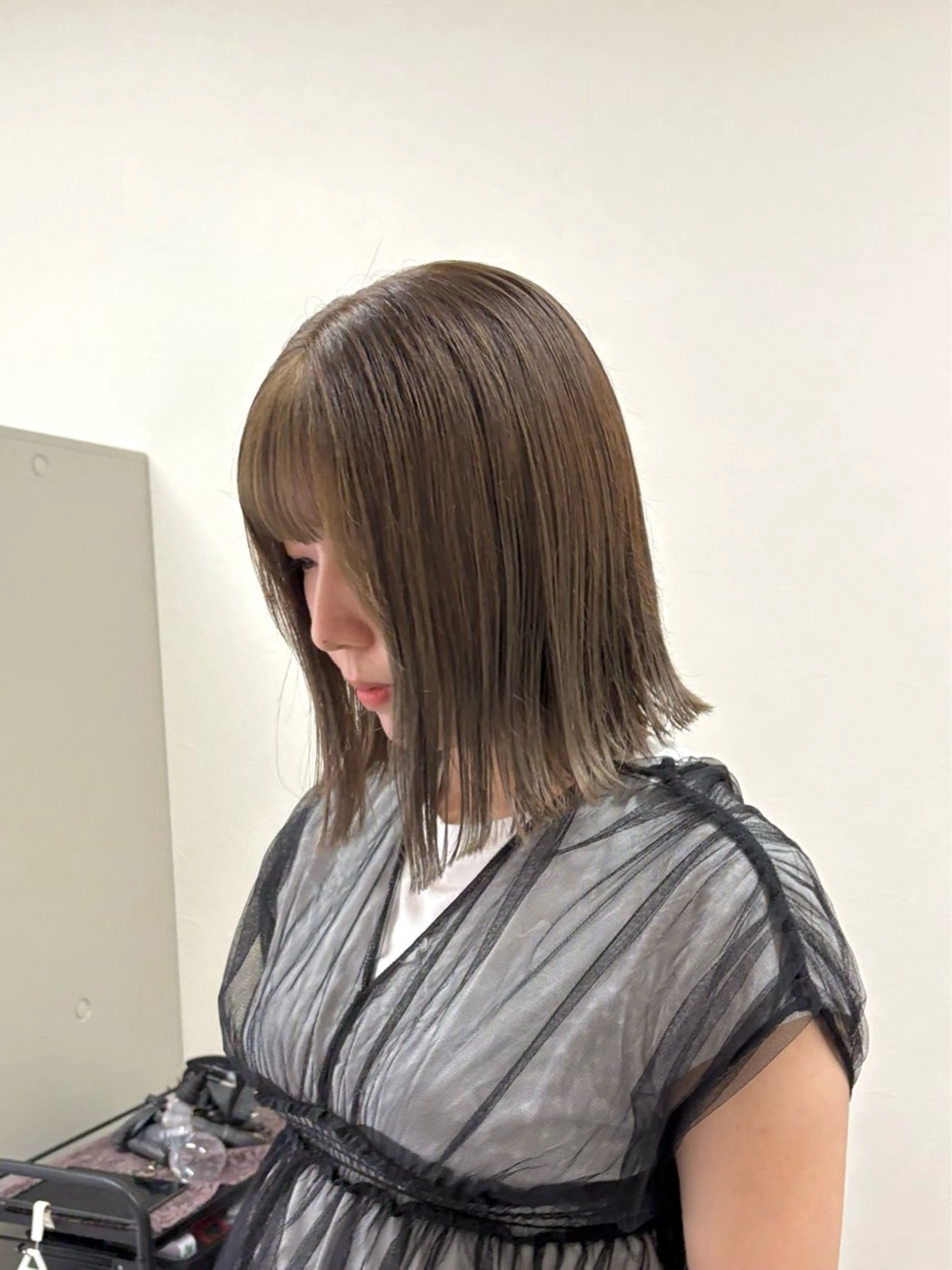 ミディアム カラー ブリーチ ボブ カット ヘアカラー トリートメント ハル🌸柔色/ ブリーチなし/艶髪のヘアスタイル