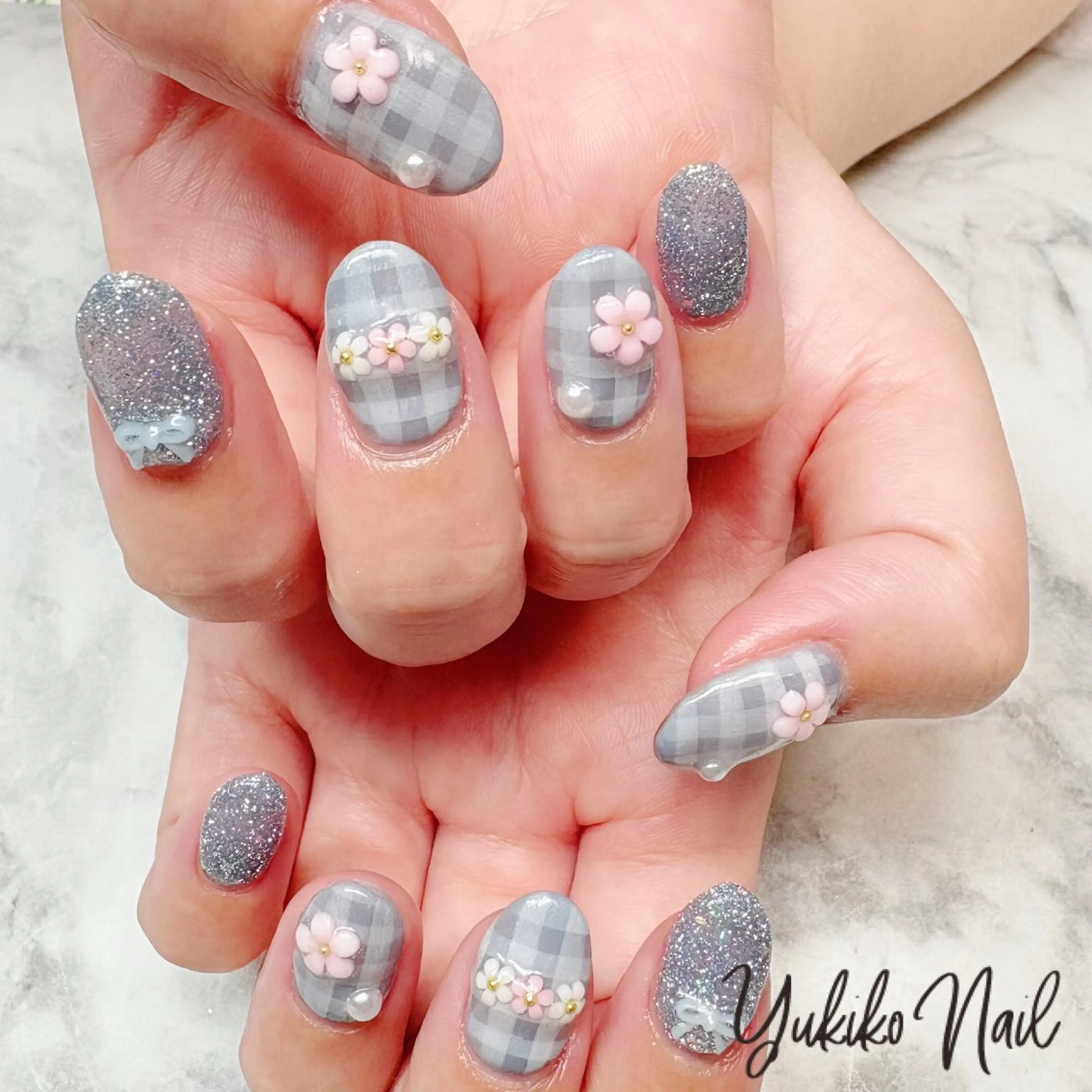 ネイル フラワーネイル 春ネイル ハンドネイル ユキコ ネイルのネイルデザイン