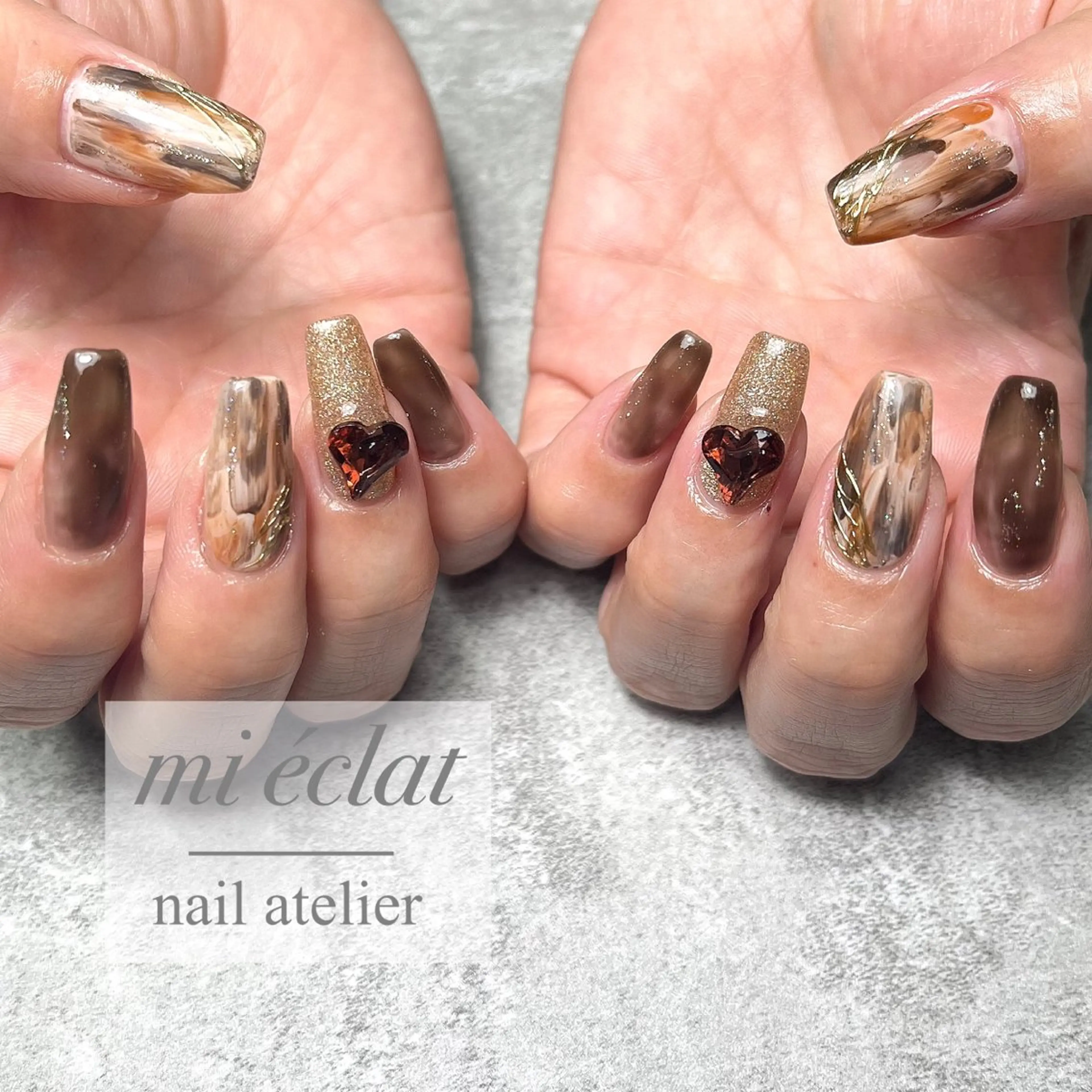 ネイル アートネイル ハート バレンタイン mi éclat ミ　エクラのネイルデザイン