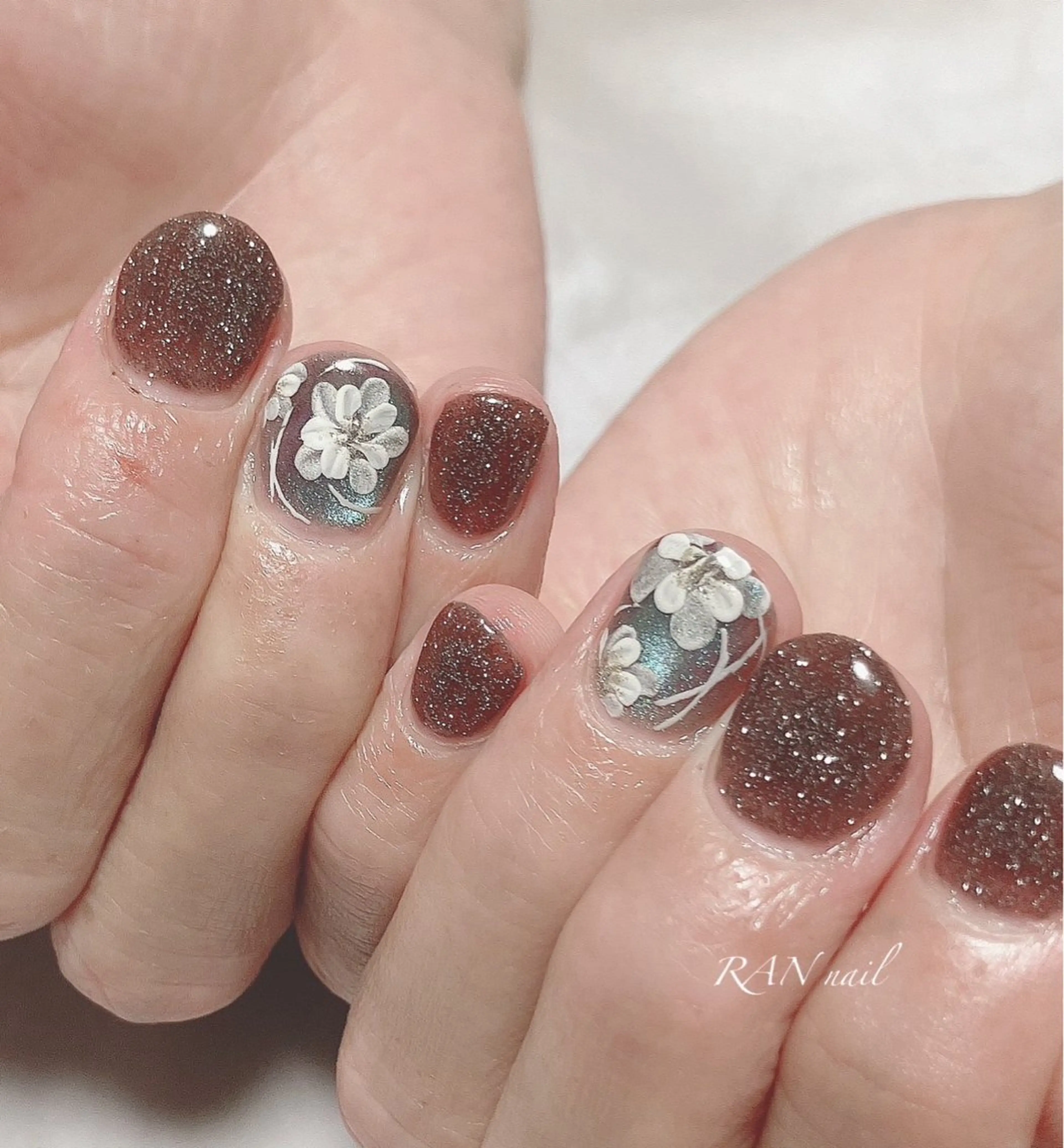 ネイル アートネイル フラワーネイル キラキラネイル ラメ(グリッター) マグネットネイル ハンドネイル フットネイル RAN nail 〜ランネイル〜所属・RAN nailのネイルデザイン
