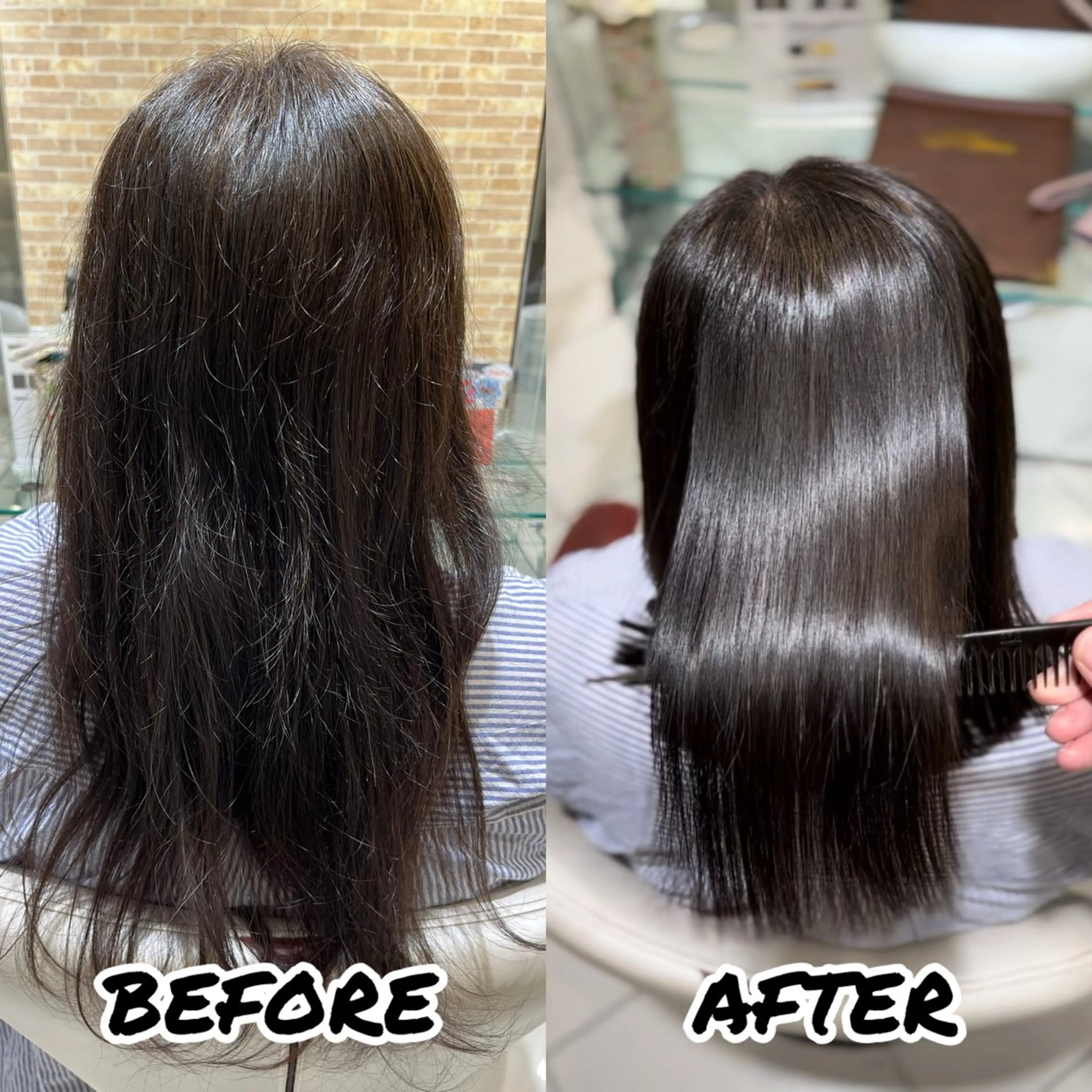 セミロング カット 縮毛矯正 トリートメント 髪質改善美容師 鈴木のヘアスタイル