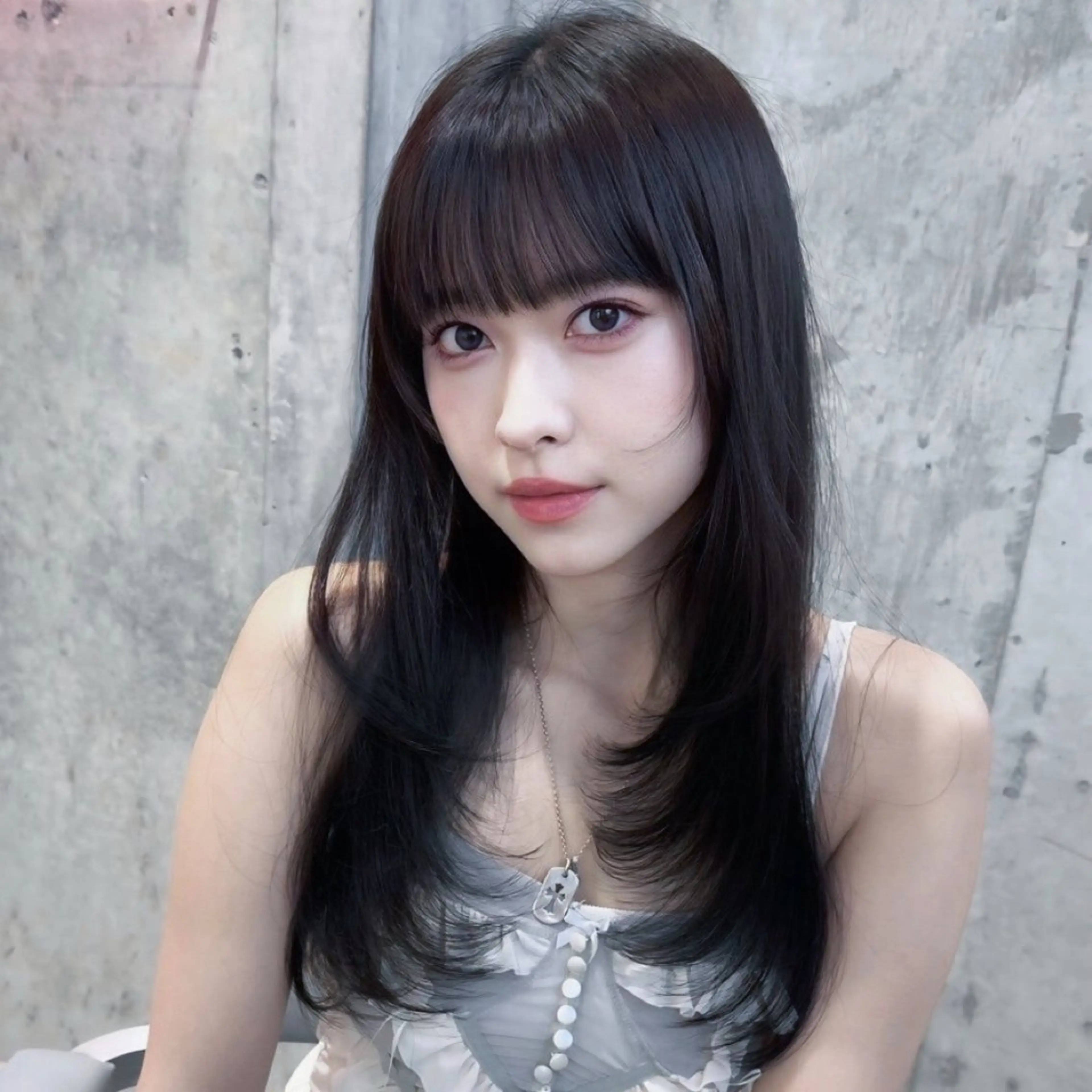 ロング カラー ヘアアレンジ 黒髪 ブルーカラー ブルーブラック 透明感カラー 韓国風ヘア 韓国/ワンホン/新宿 /Rumiのヘアスタイル