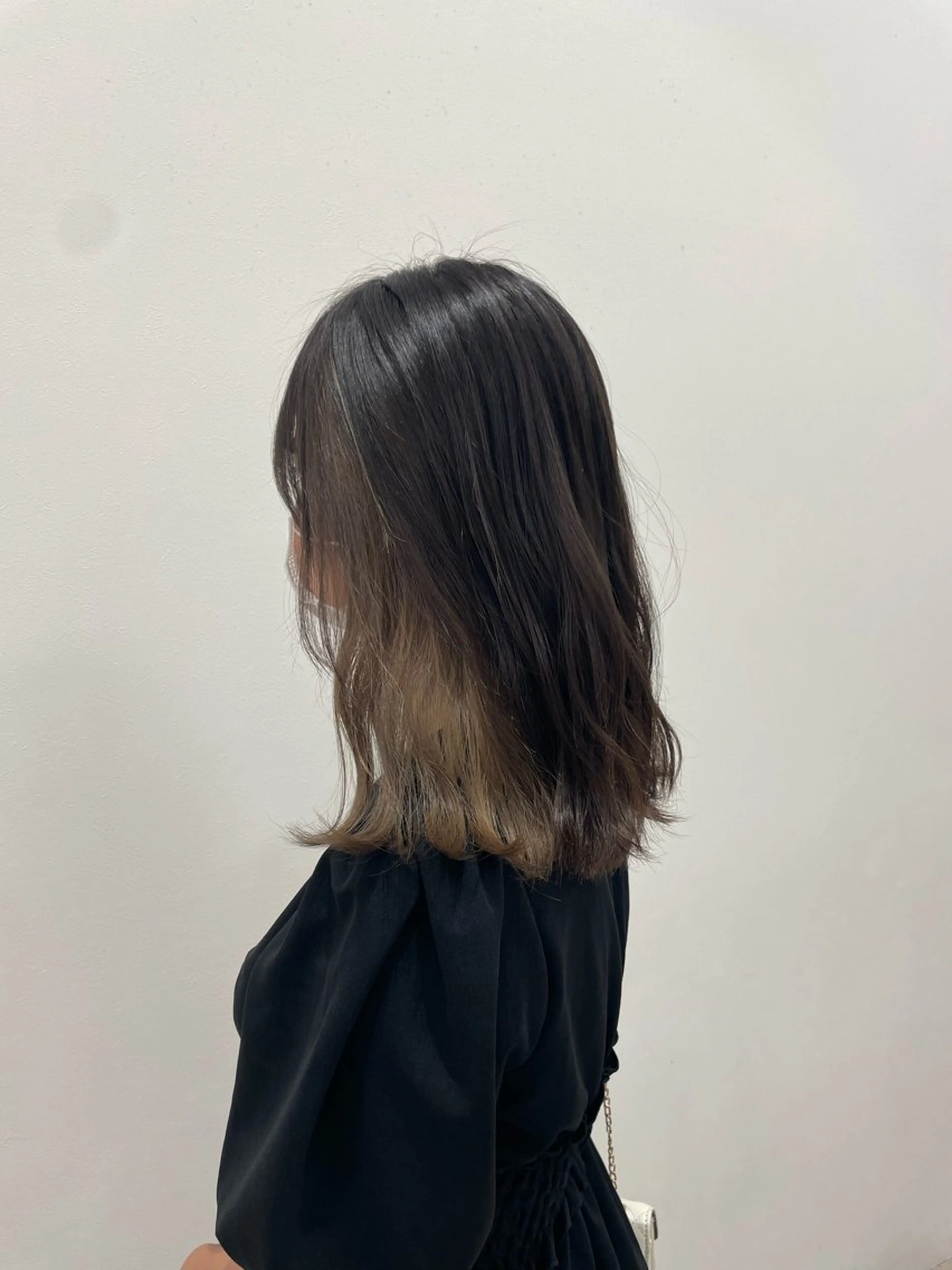 セミロング カラー ベージュカラー インナーカラー ヘアカラー クロスパーマ/うる艶 カラー/Kurumiのヘアスタイル