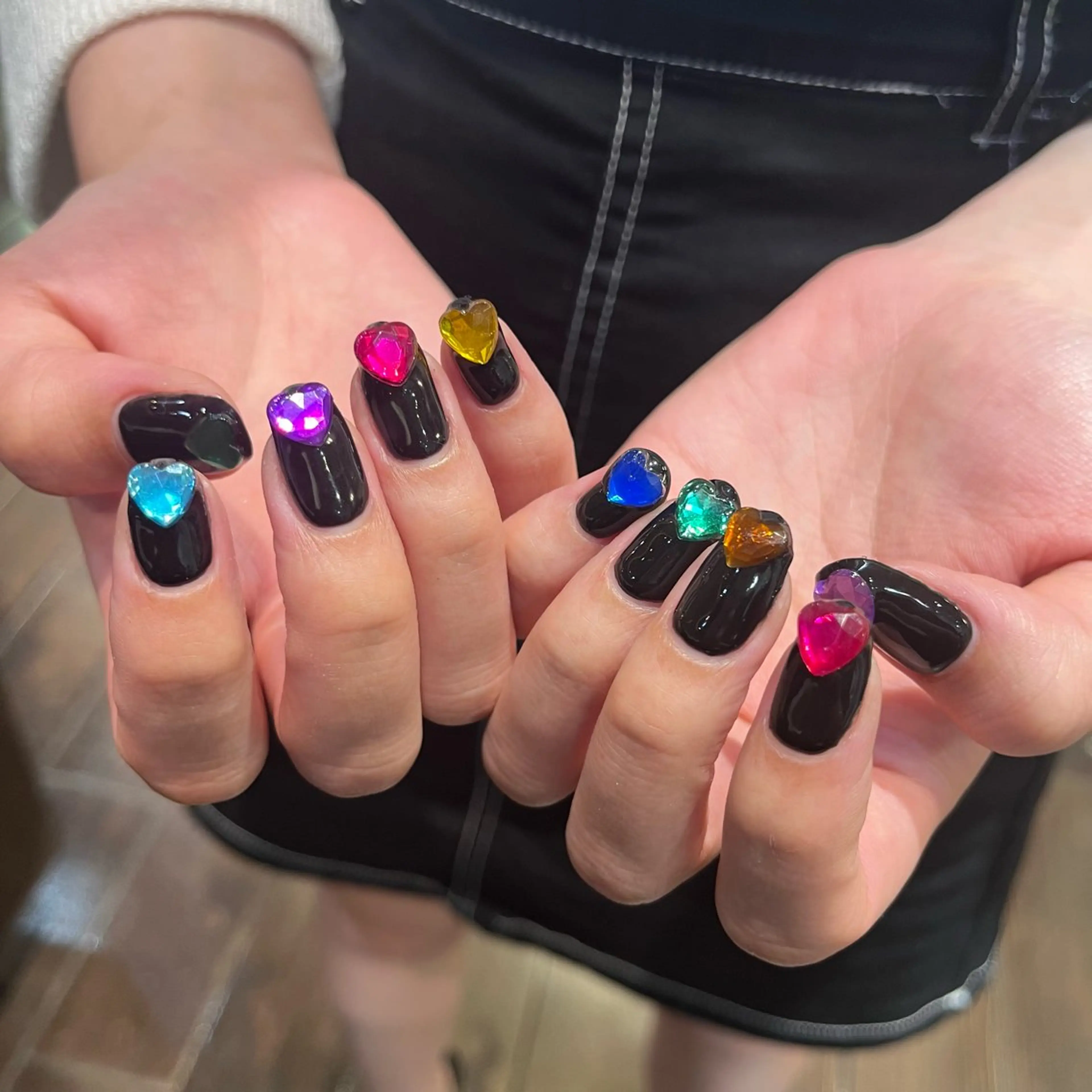 メンズ ネイル アートネイル ジェルネイル ハート 持ち込み ワンカラーネイル ボブ/暖色カラー コウボヒカルのヘアスタイル