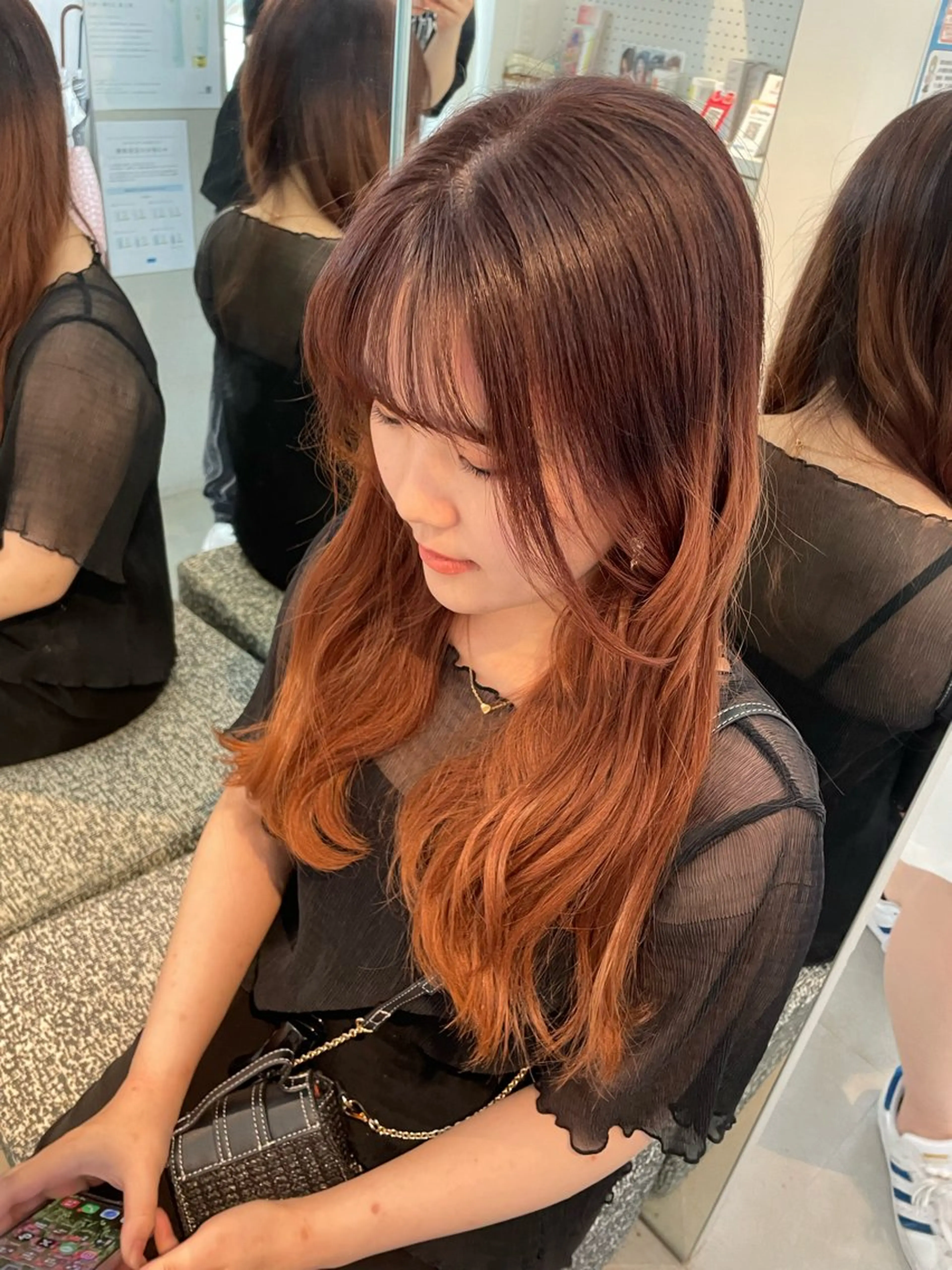 ロング カラー オレンジ lumier juriaのヘアスタイル