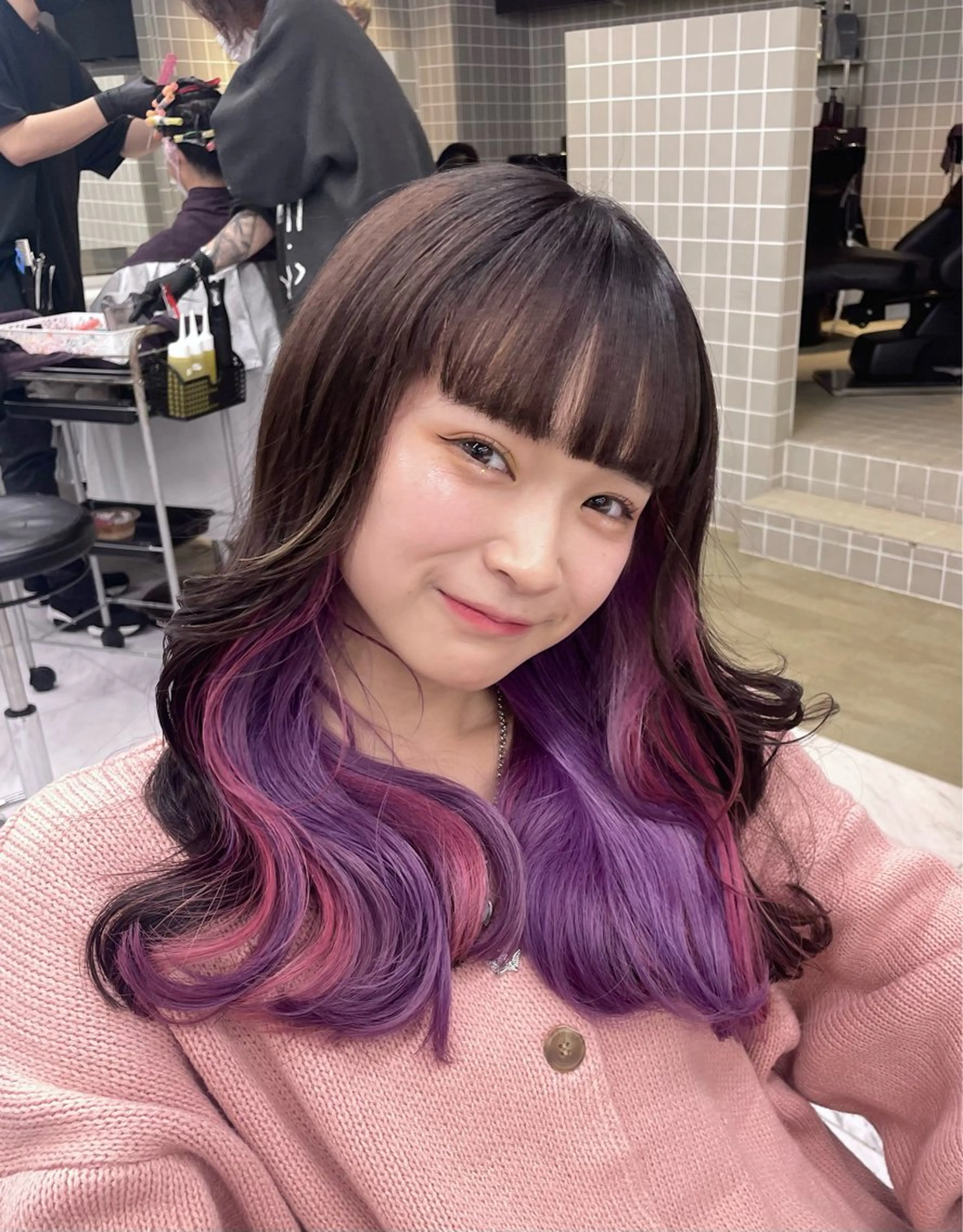 セミロング カラー イヤリングカラー ヘアカラー トリートメント ヘアセット 【赤み消しカラー】 中野浩太のヘアスタイル