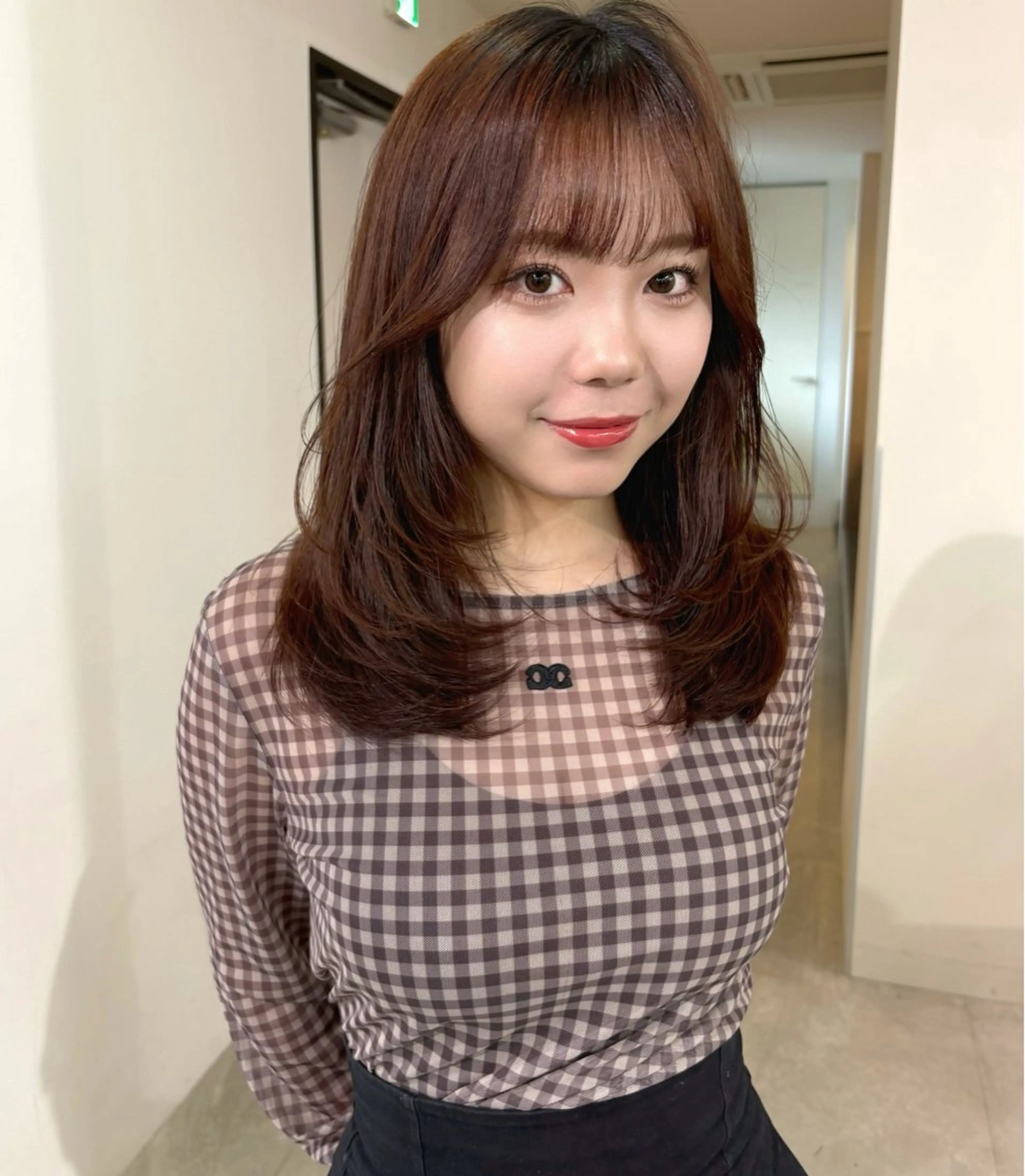 ロング カラー レイヤーカット mizuki/ピンク ベージュ.レイヤーのヘアスタイル