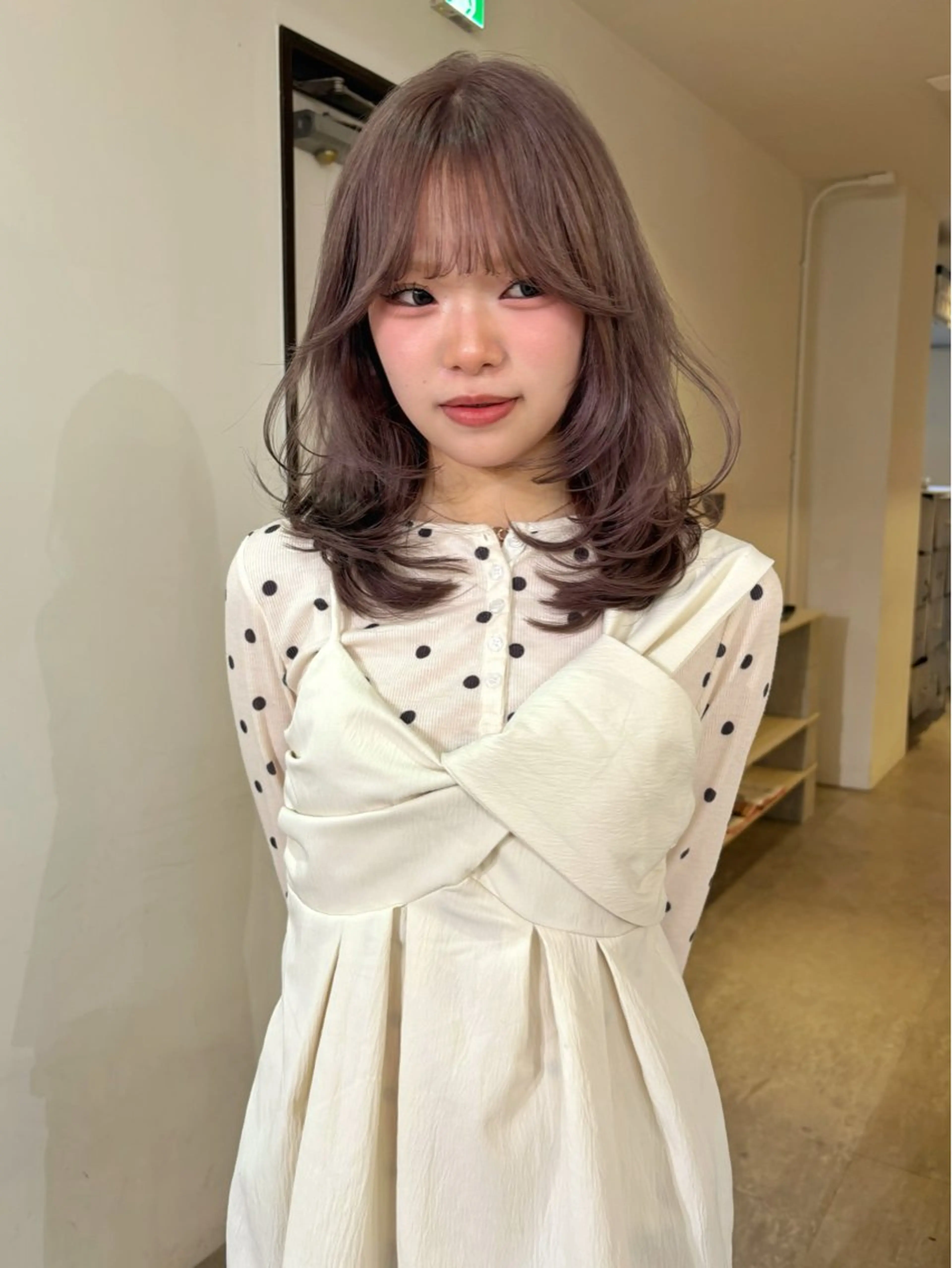 ミディアム カラー カット ヘアカラー mizuki/ピンク ベージュ.レイヤーのヘアスタイル