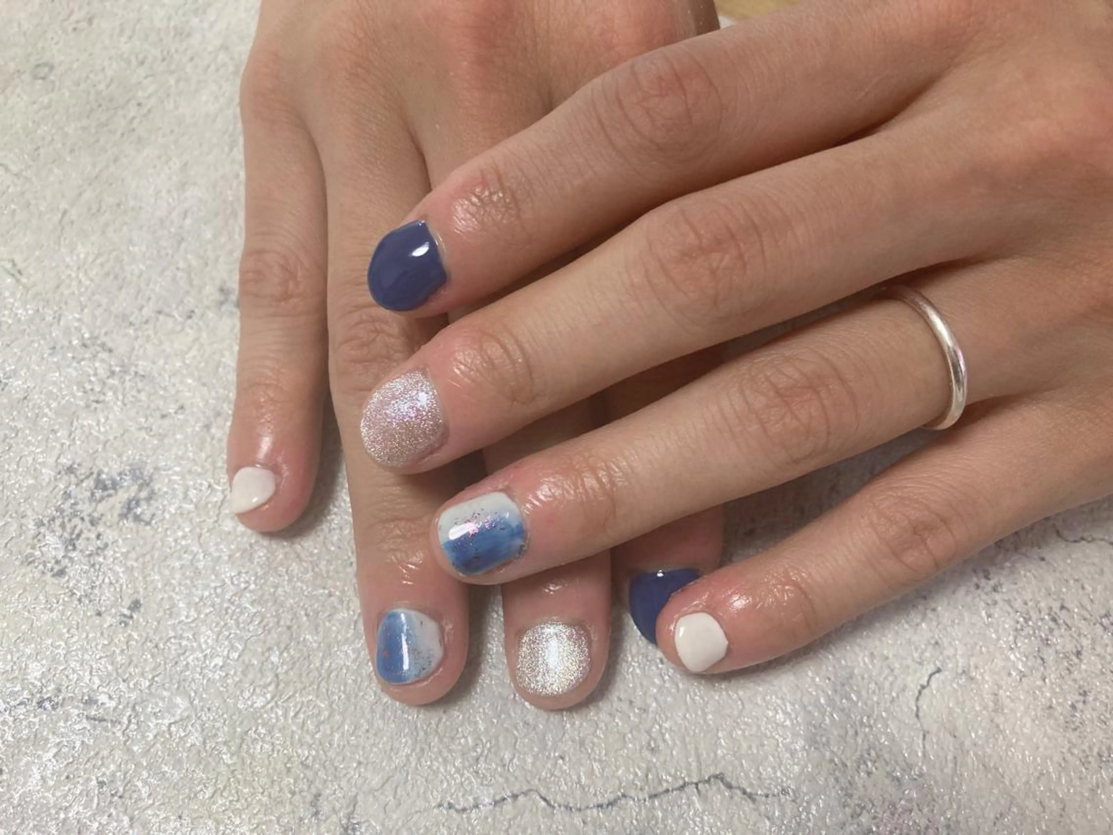 ネイル ブルー フットネイル ジェルネイル 韓国ネイル マグネットネイル Mogu nail 二子玉川のネイルデザイン