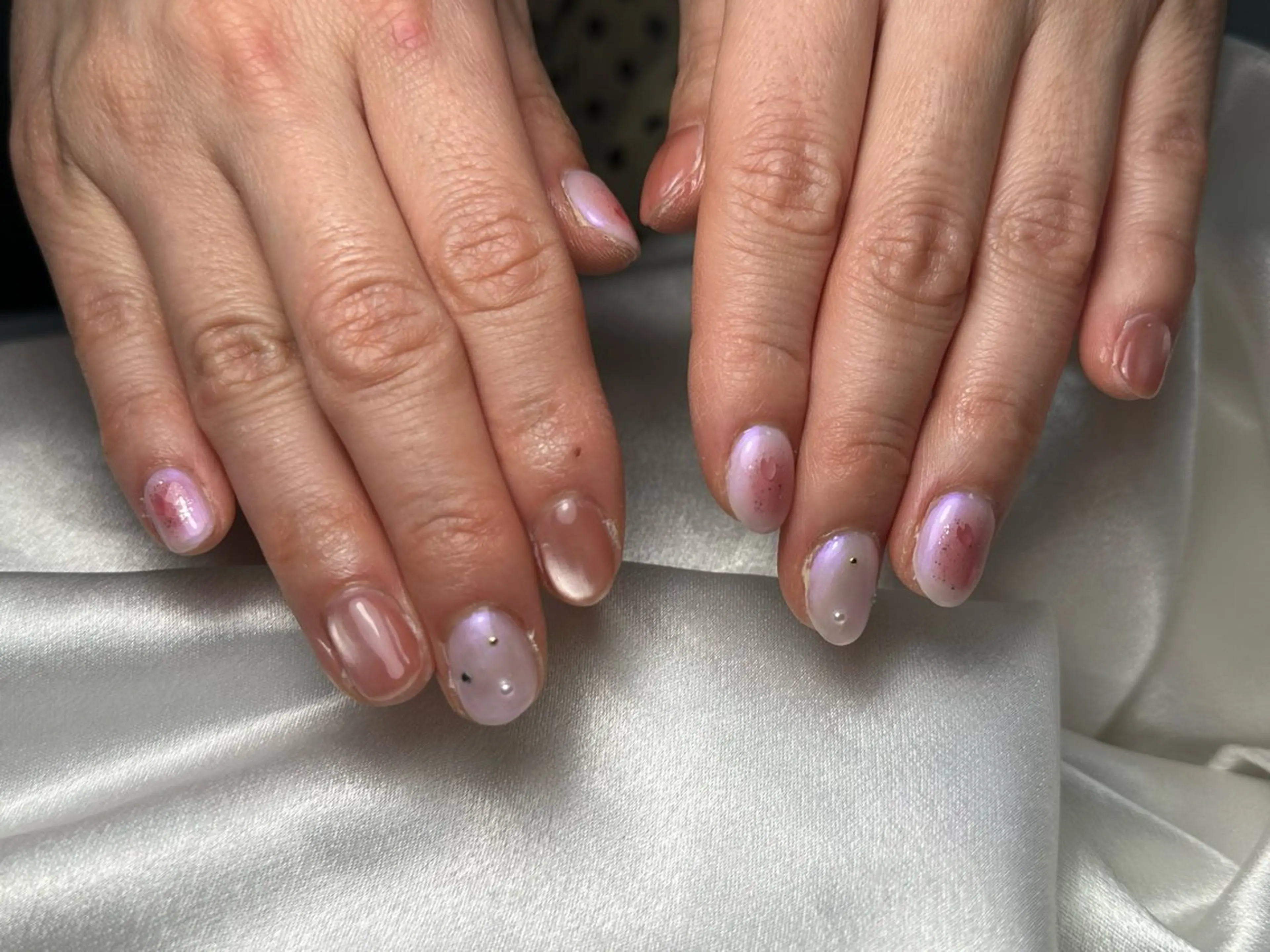 ネイル オーロラネイル 桜ネイル フラワーネイル フットネイル フレンチネイル ハンドネイル kiki nail たまプラーザのネイルデザイン