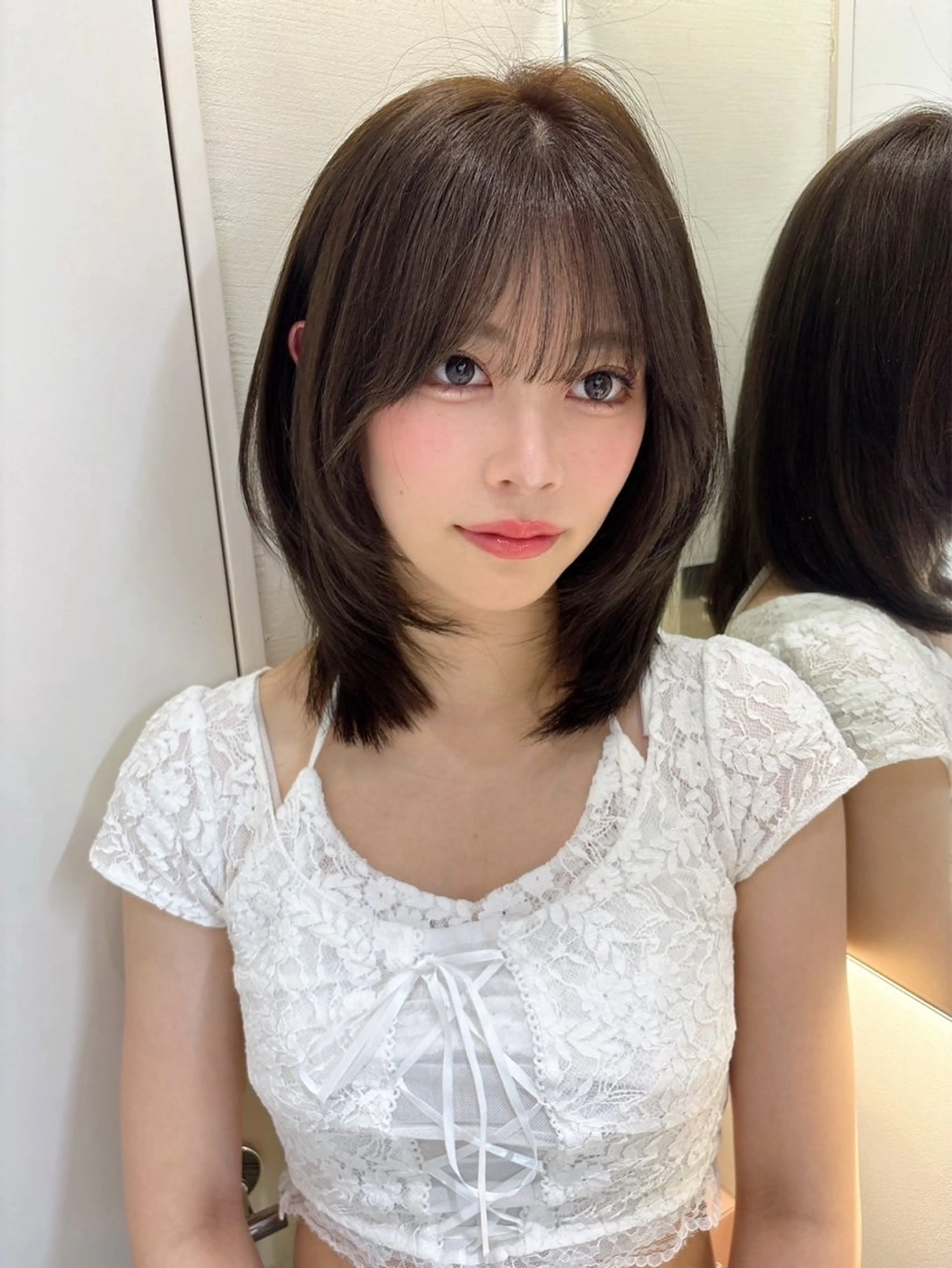 ミディアム カラー 透明感カラー オリーブカラー toco.⋆𝜗𝜚 /  天神美容師のヘアスタイル