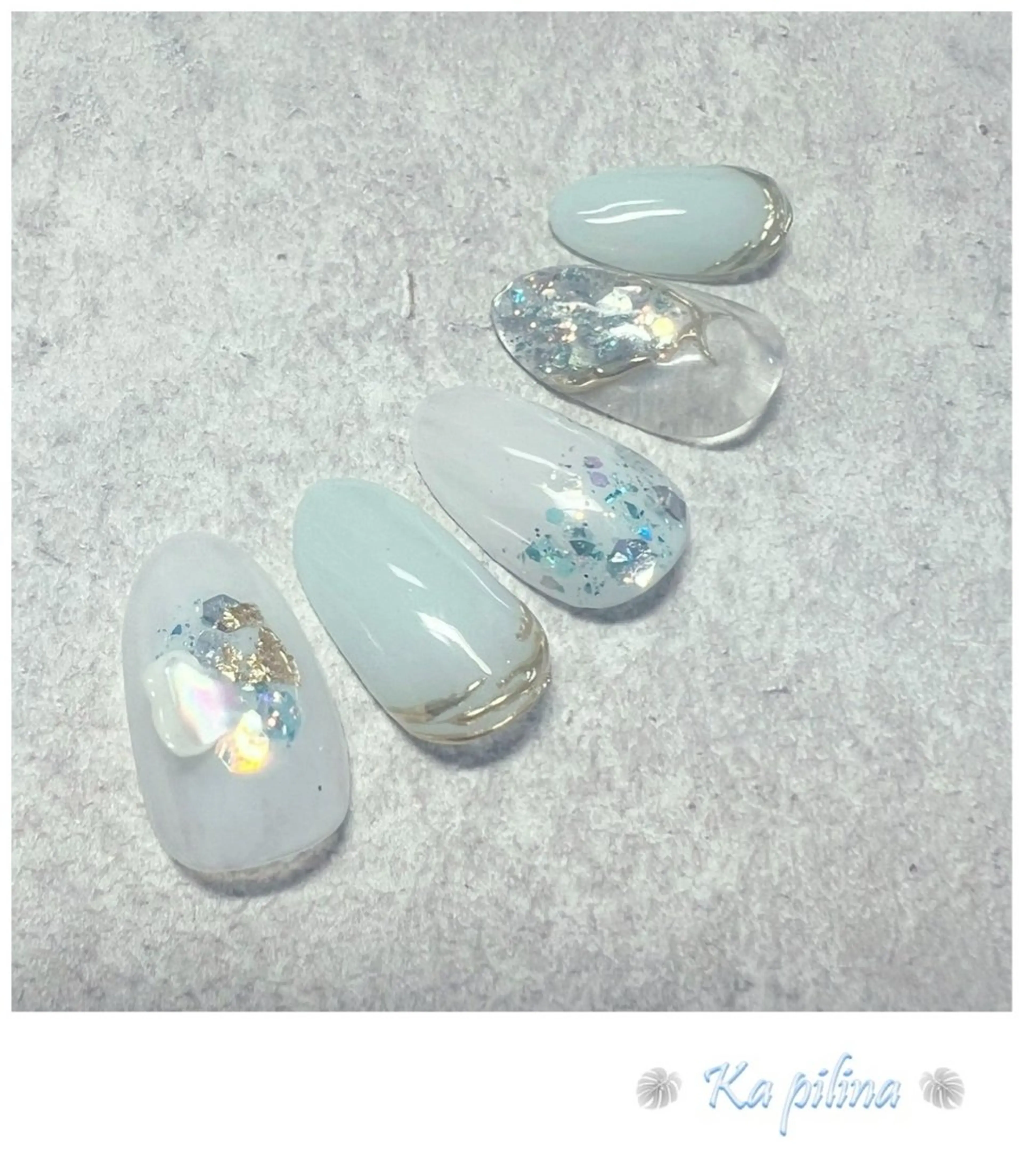 ネイル グリーン 春ネイル Nail salon Ka pilinaのネイルデザイン