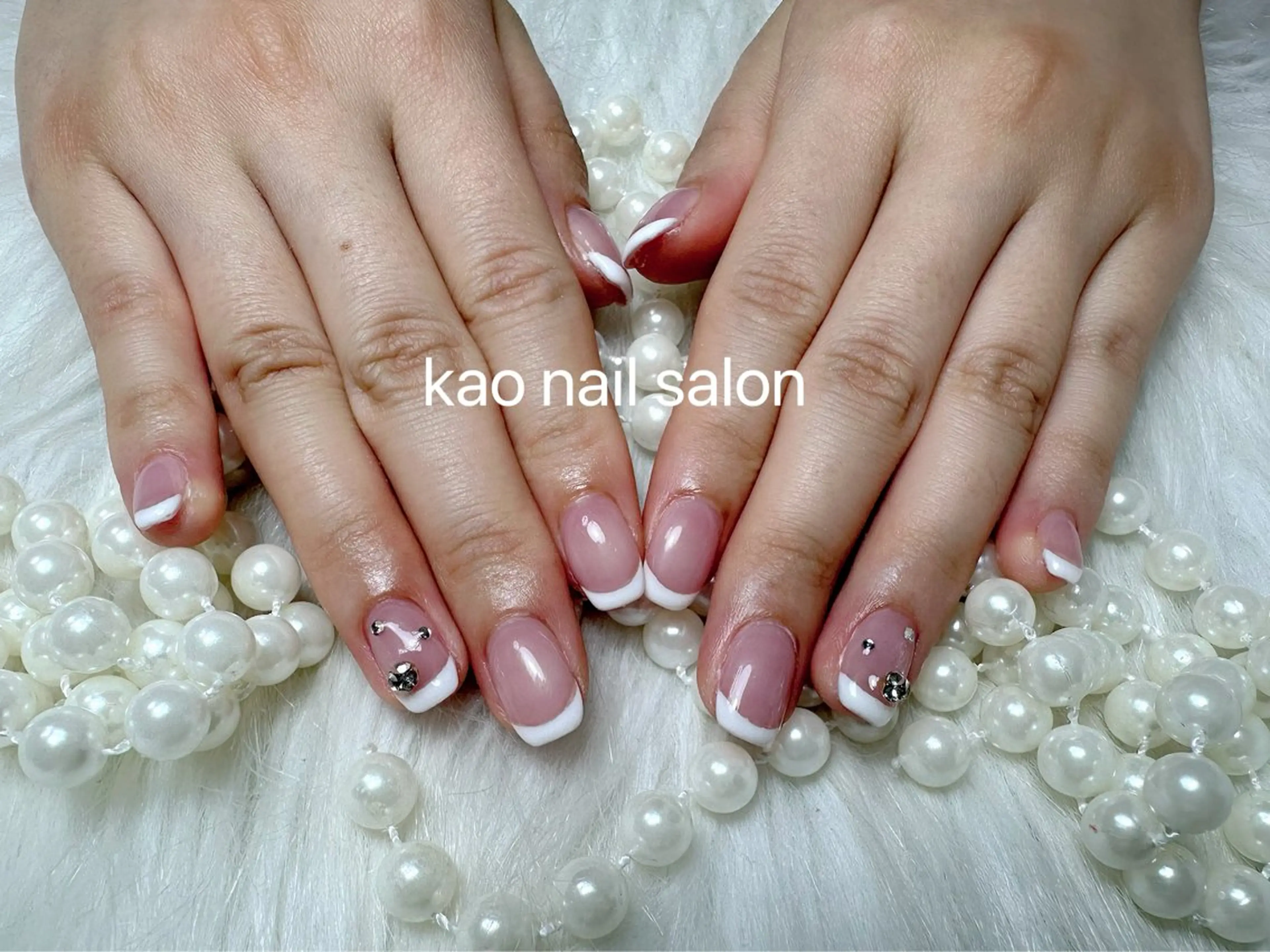 ネイル チークネイル 長さ出し フレンチネイル ジェルネイル ガラスフレンチ ハンドネイル kao nail マグネット/長さだしのネイルデザイン