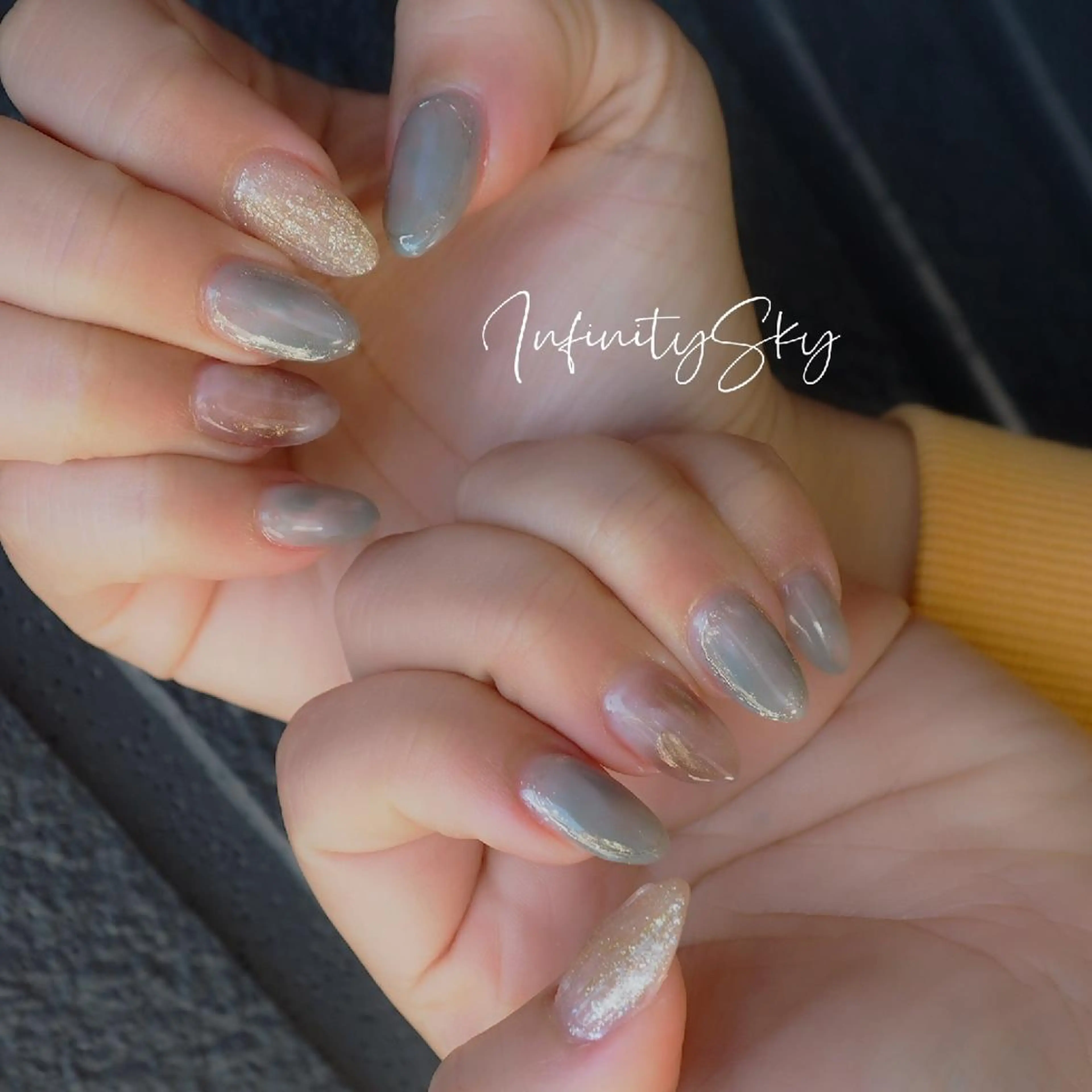 ネイル ブルー ブラウン 大理石ネイル(マーブル) infinity skyのネイルデザイン