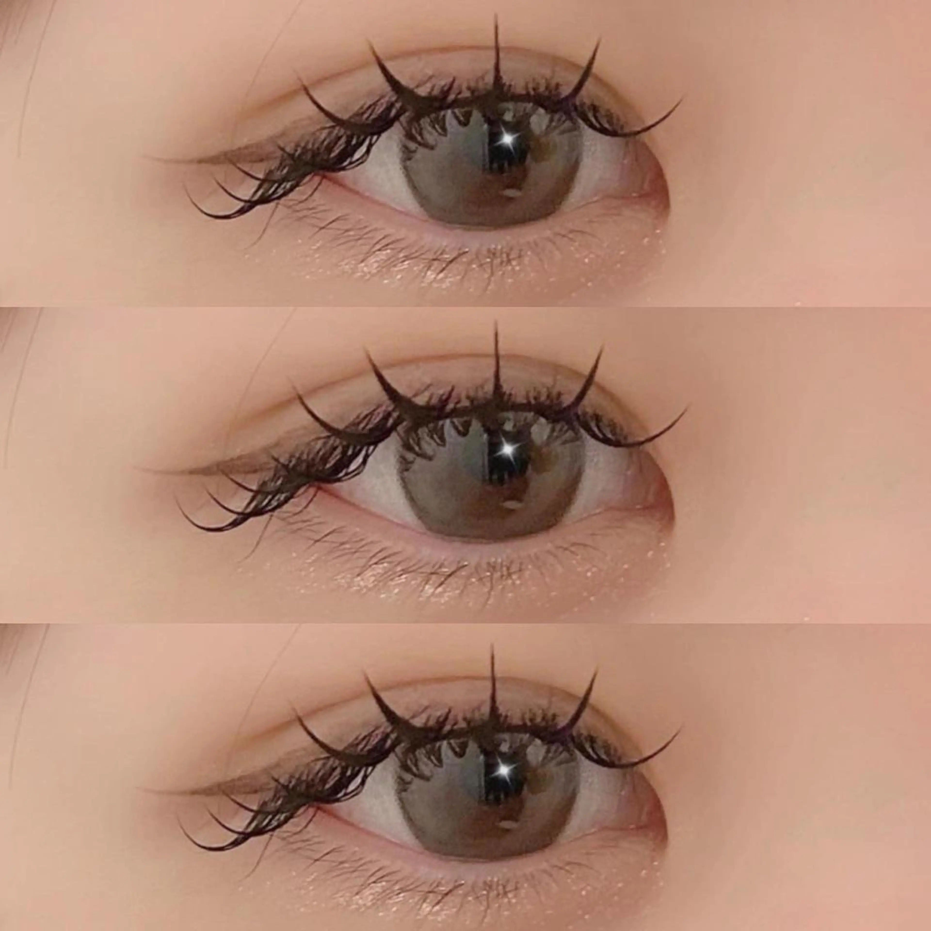 マツエク・マツパ 束感まつ毛 フラットラッシュ 韓国風マツエク パリジェンヌラッシュリフト ボリュームラッシュ 肌に馴染むハイトーン /ミルクティーカラーのヘアスタイル