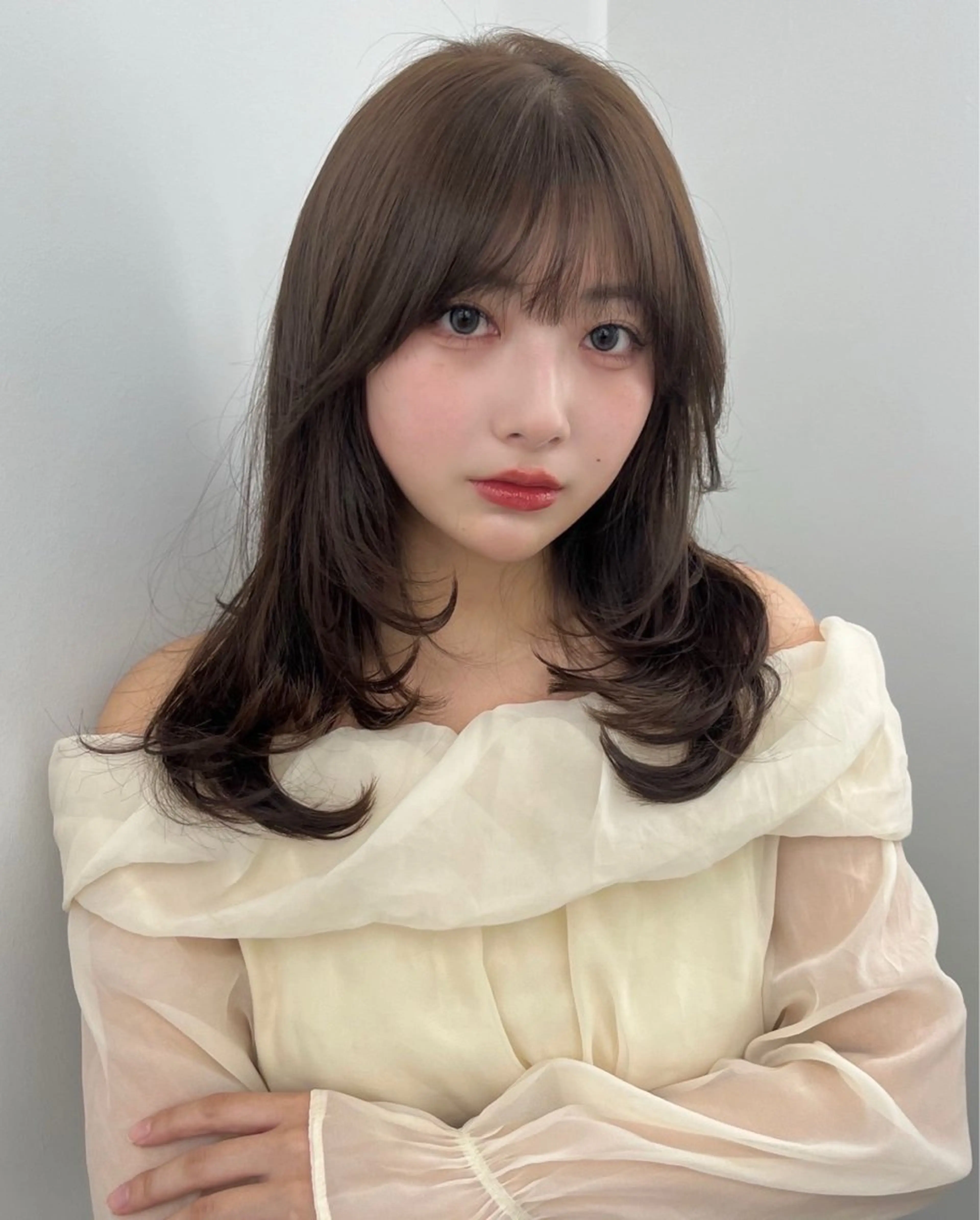 ミディアム 透明感カラー✨🩵 韓国ヘアkanatoのヘアスタイル