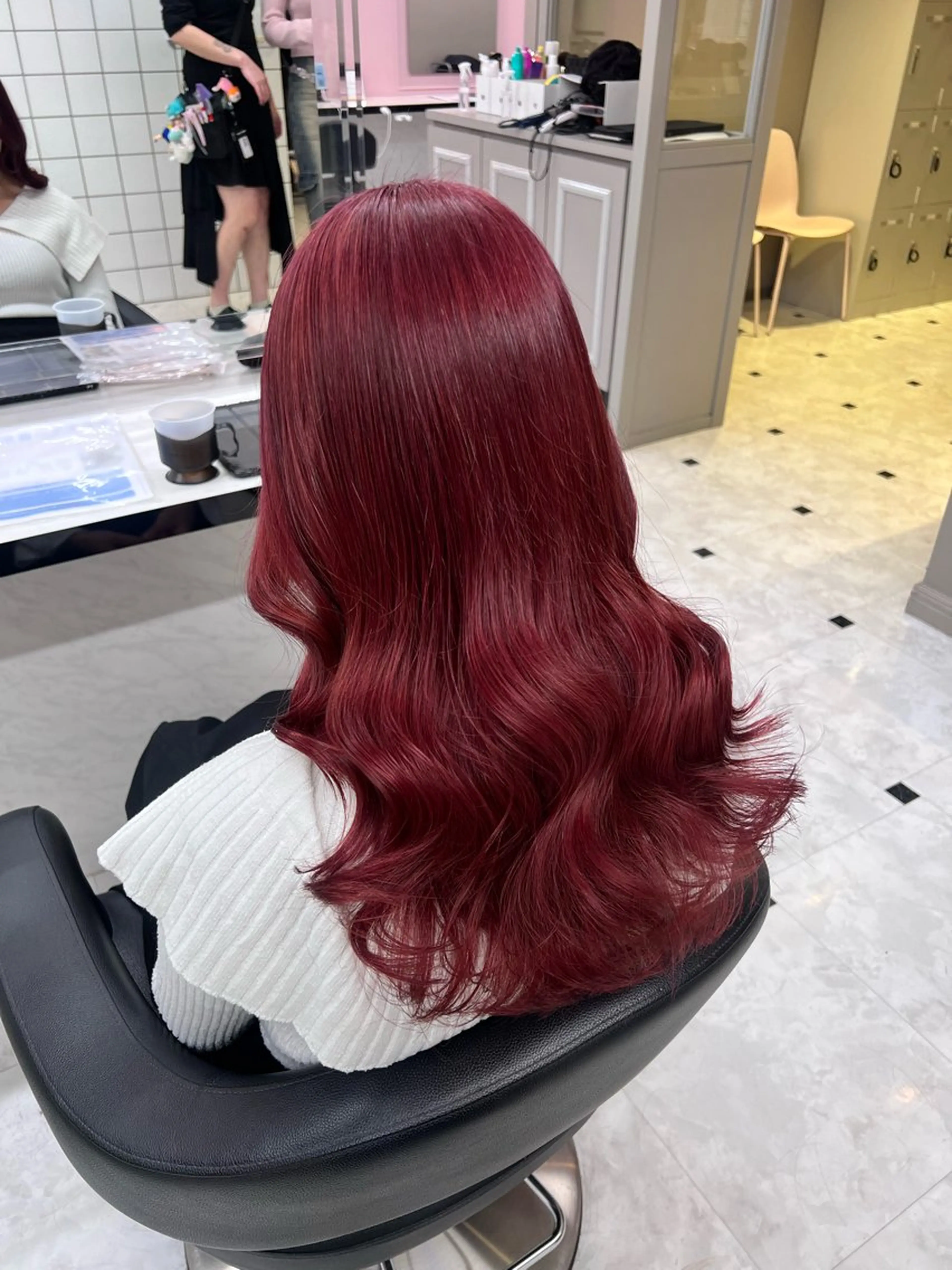 ミディアム カラー ヘアアレンジ カシス ピンクカラー 💕上野美容師☁ ブリーチ💖サワのヘアスタイル