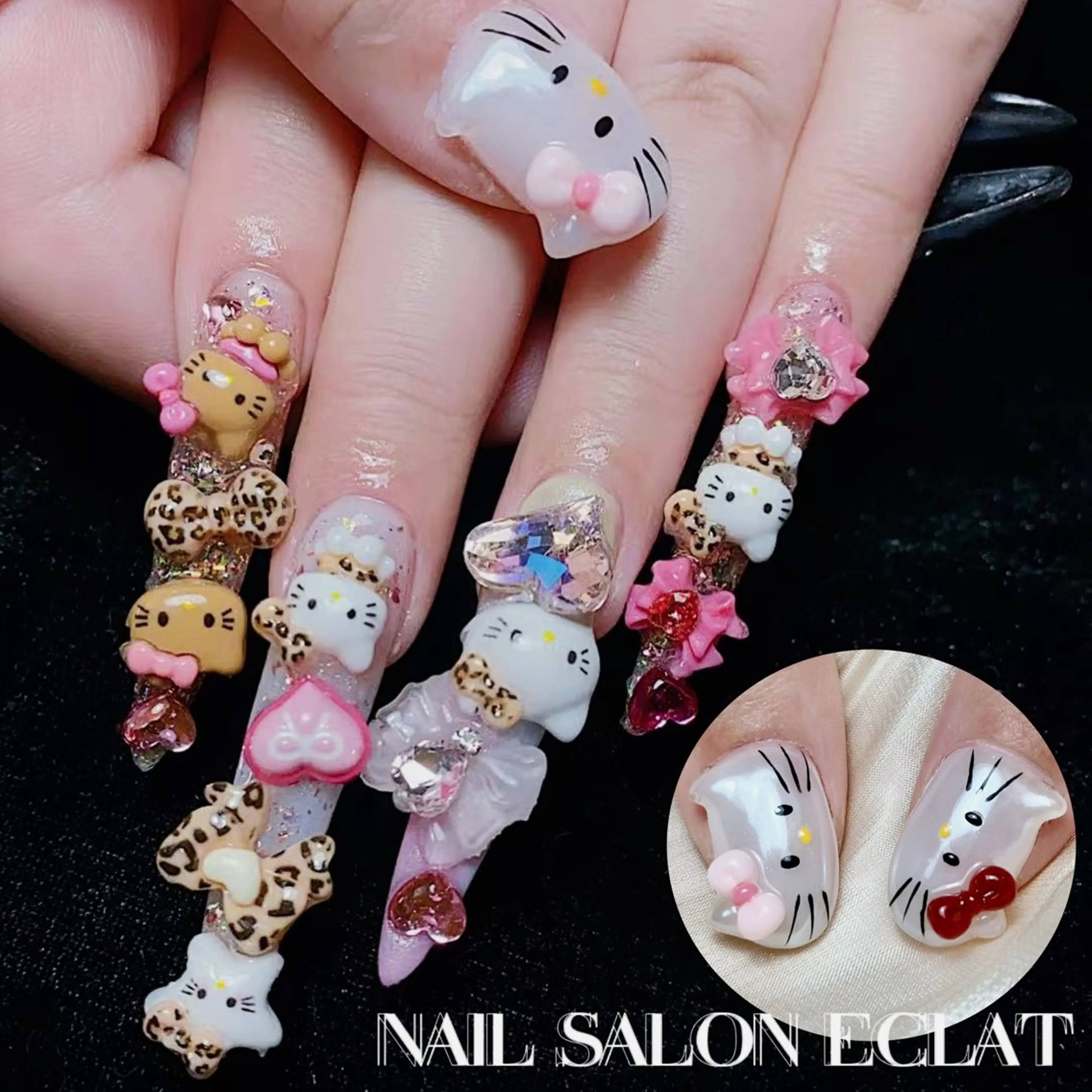 ネイル チークネイル フレンチネイル ガーリー キラキラネイル 韓国ネイル ネイルサロン Eclat溝ノ口店のネイルデザイン