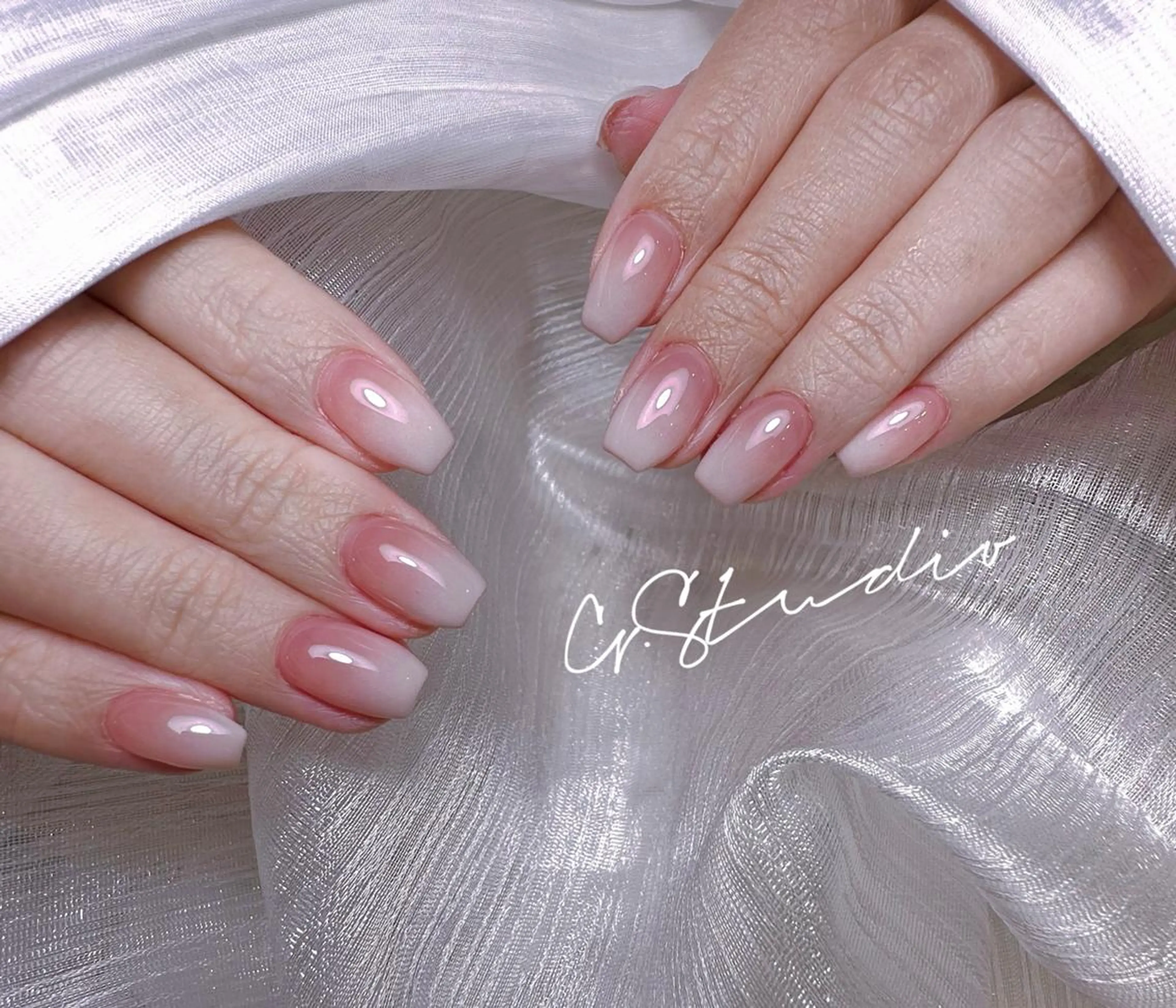 ネイル オーロラネイル フレンチネイル ハート キラキラネイル 韓国ネイル ハンドネイル ハンドケア G. 長さ出し専門店のネイルデザイン