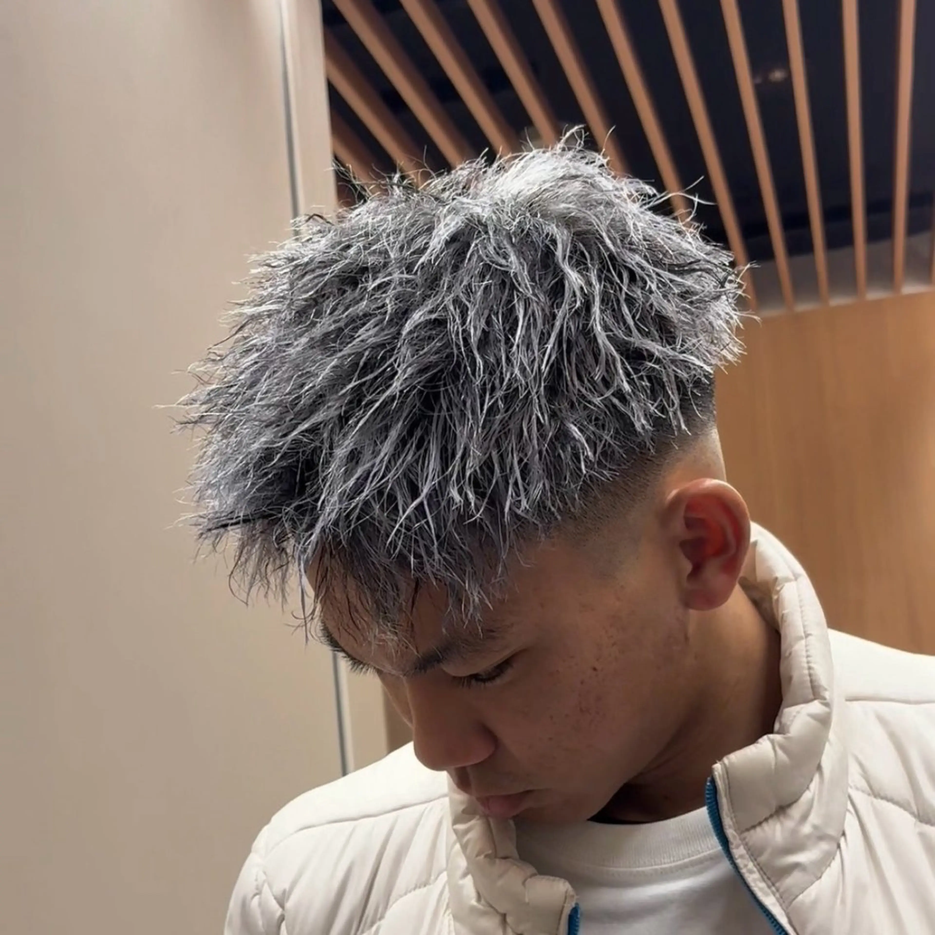 カラー パーマ メンズ 💋ホワイトメッシュ /パーマ/メンズ💋のヘアスタイル