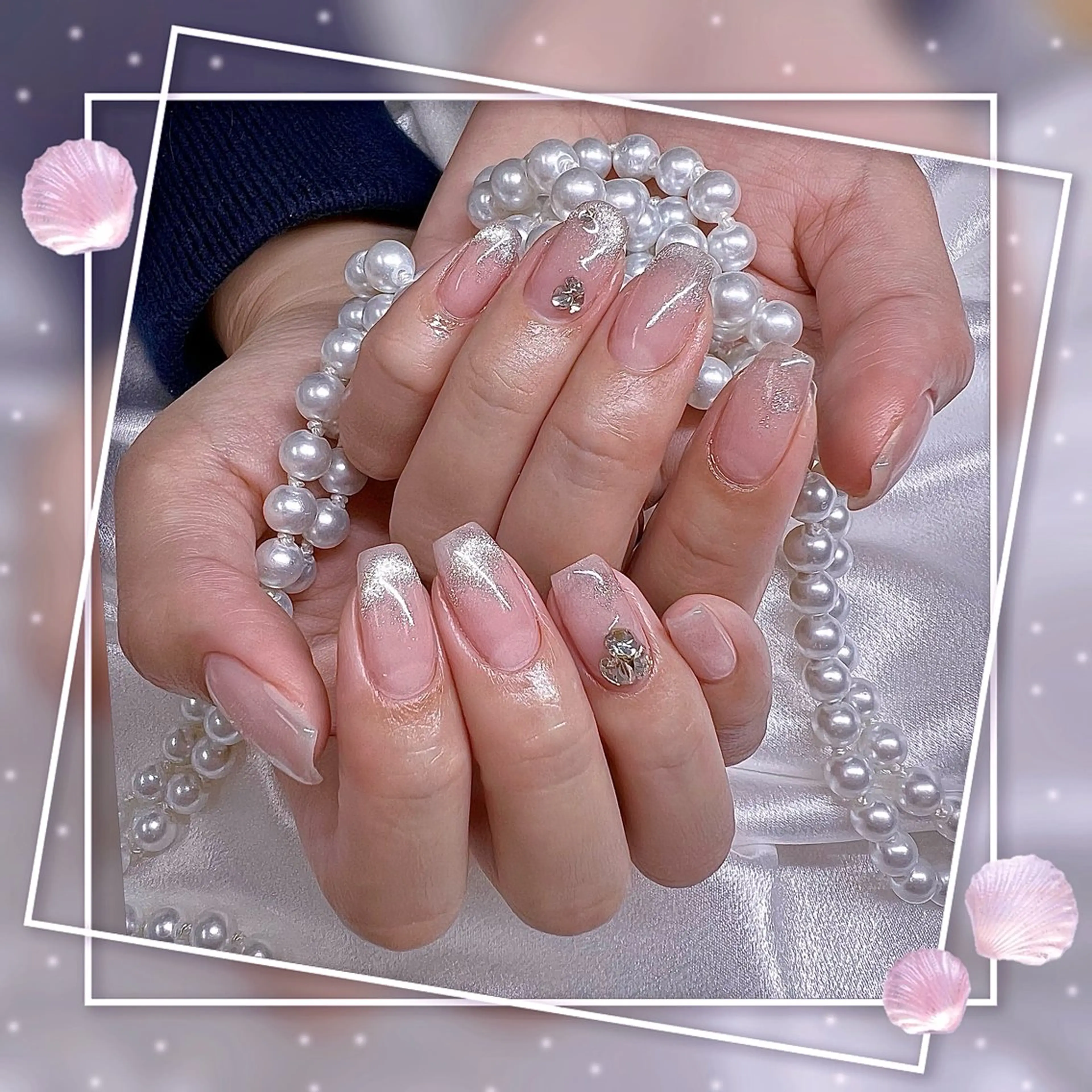 ネイル フレンチネイル グラデーション キラキラネイル 韓国ネイル マグネットネイル ハンドネイル Chill Nailsalonのネイルデザイン