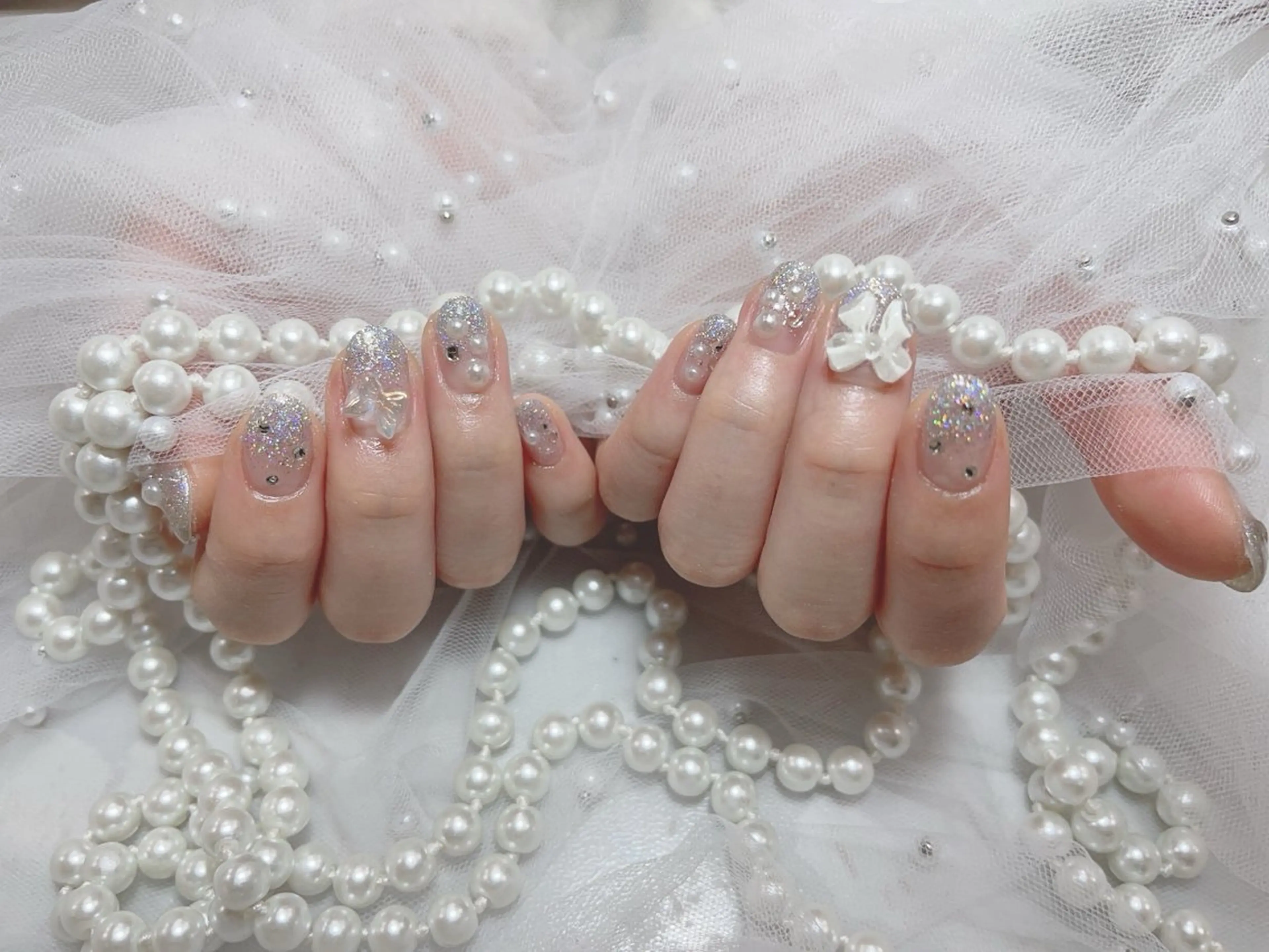 ネイル アートネイル フラッシュネイル フレンチネイル ガラスフレンチ グラデーション M2beauty Renaのネイルデザイン