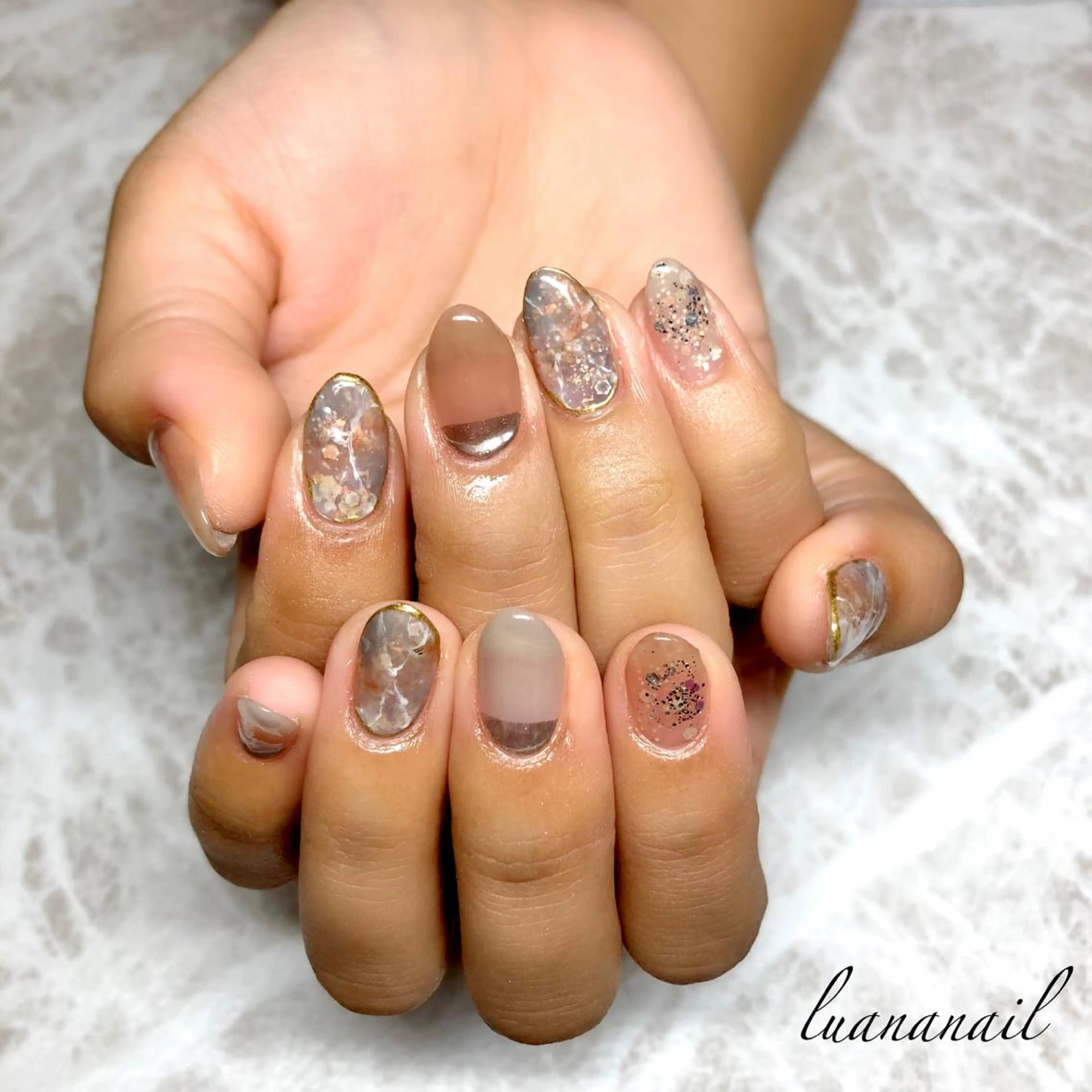 ネイル おそろいネイル ハンドネイル luana nailのネイルデザイン