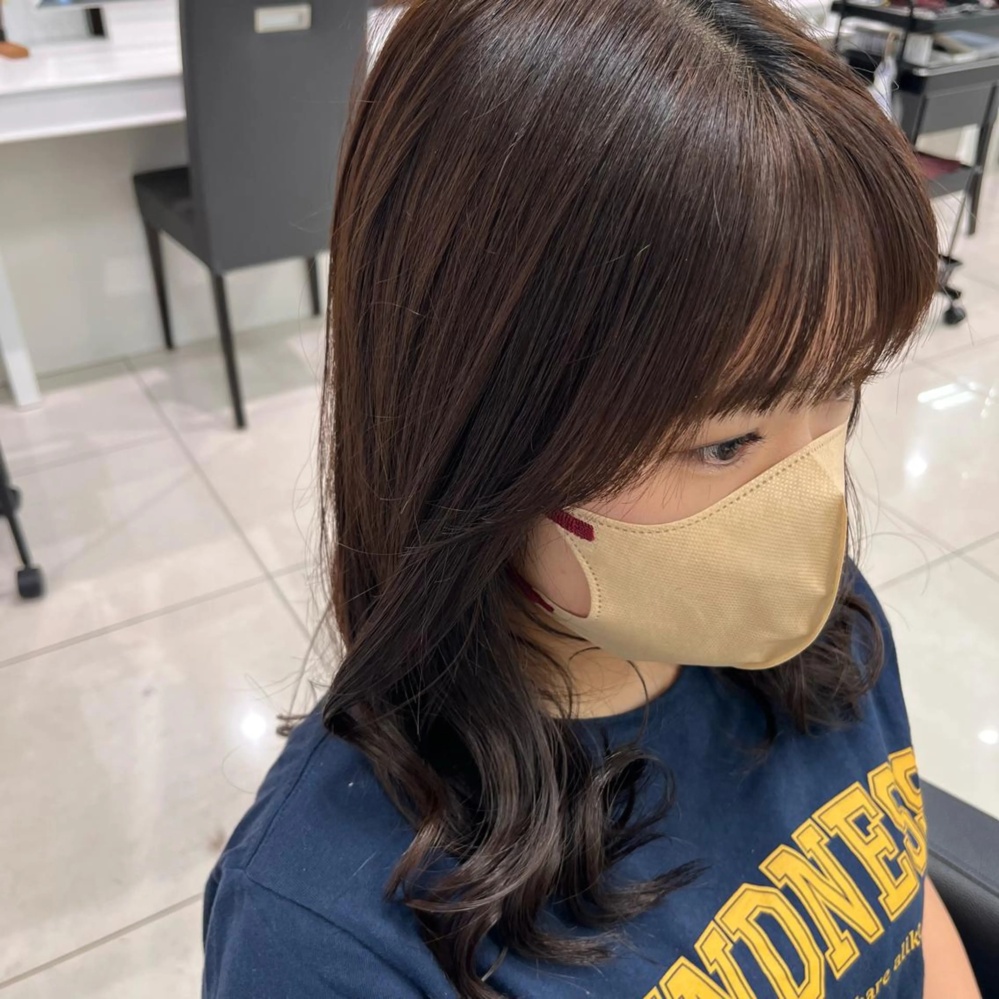 ミディアム ヘアアレンジ サイドバング 【センターパート/ マッシュ】ryokaのヘアスタイル