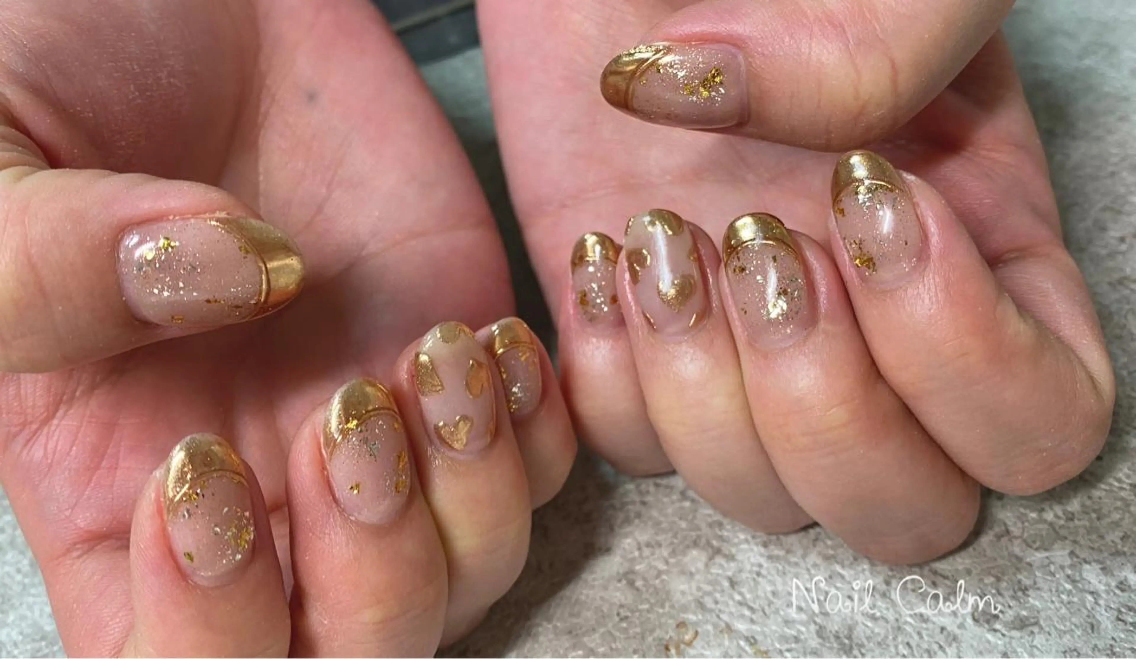 ネイル ハート ミラーネイル ハンドネイル Nail Calm所属・プライベートサロン Calmのネイルデザイン