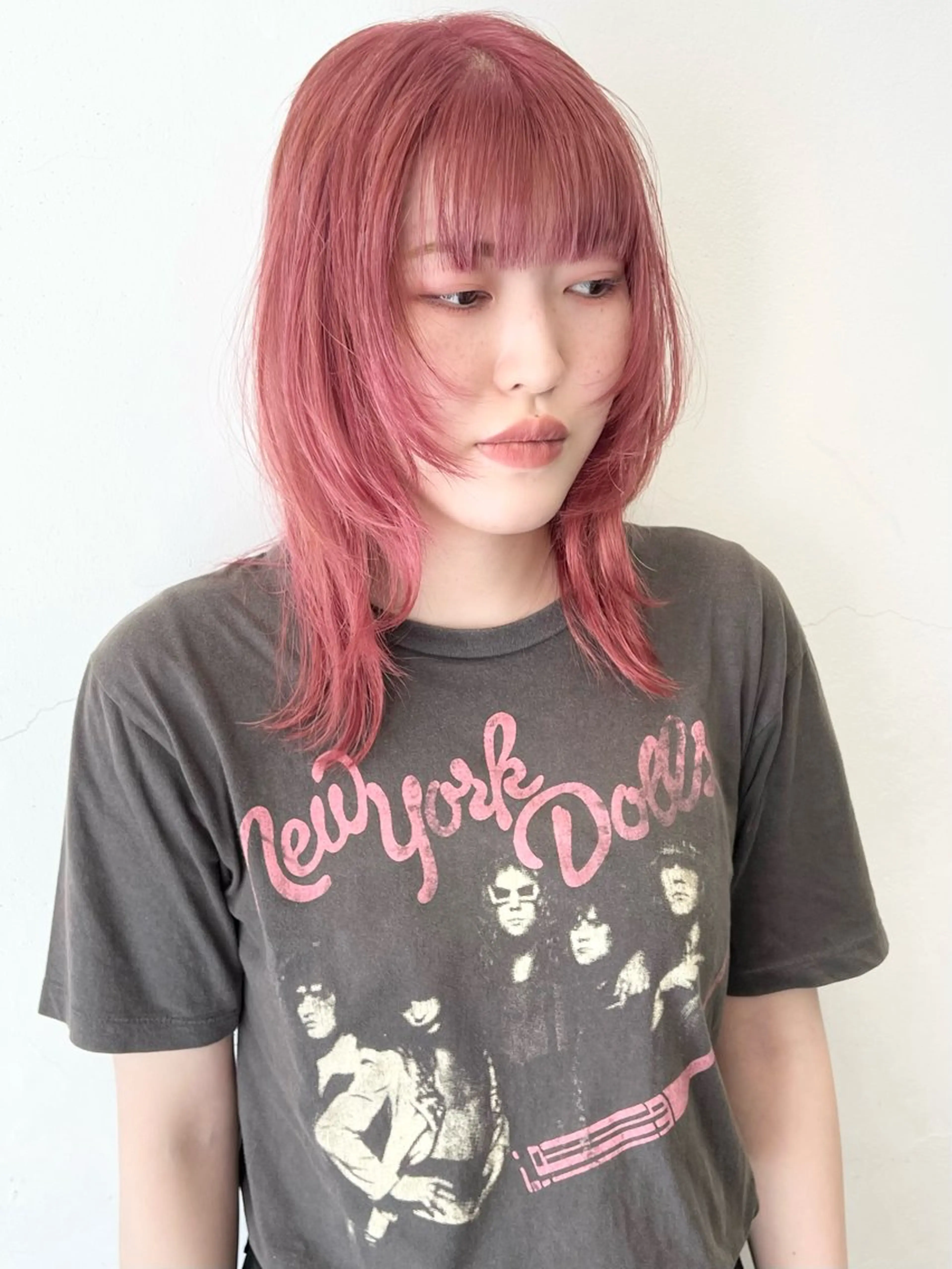 ミディアム カラー ハイトーンカラー ピンクカラー レイヤーカット 小顔カット ウルフカット カット ヘアカラー トリートメント HARU//原宿🤍 リピート率NO.1のヘアスタイル