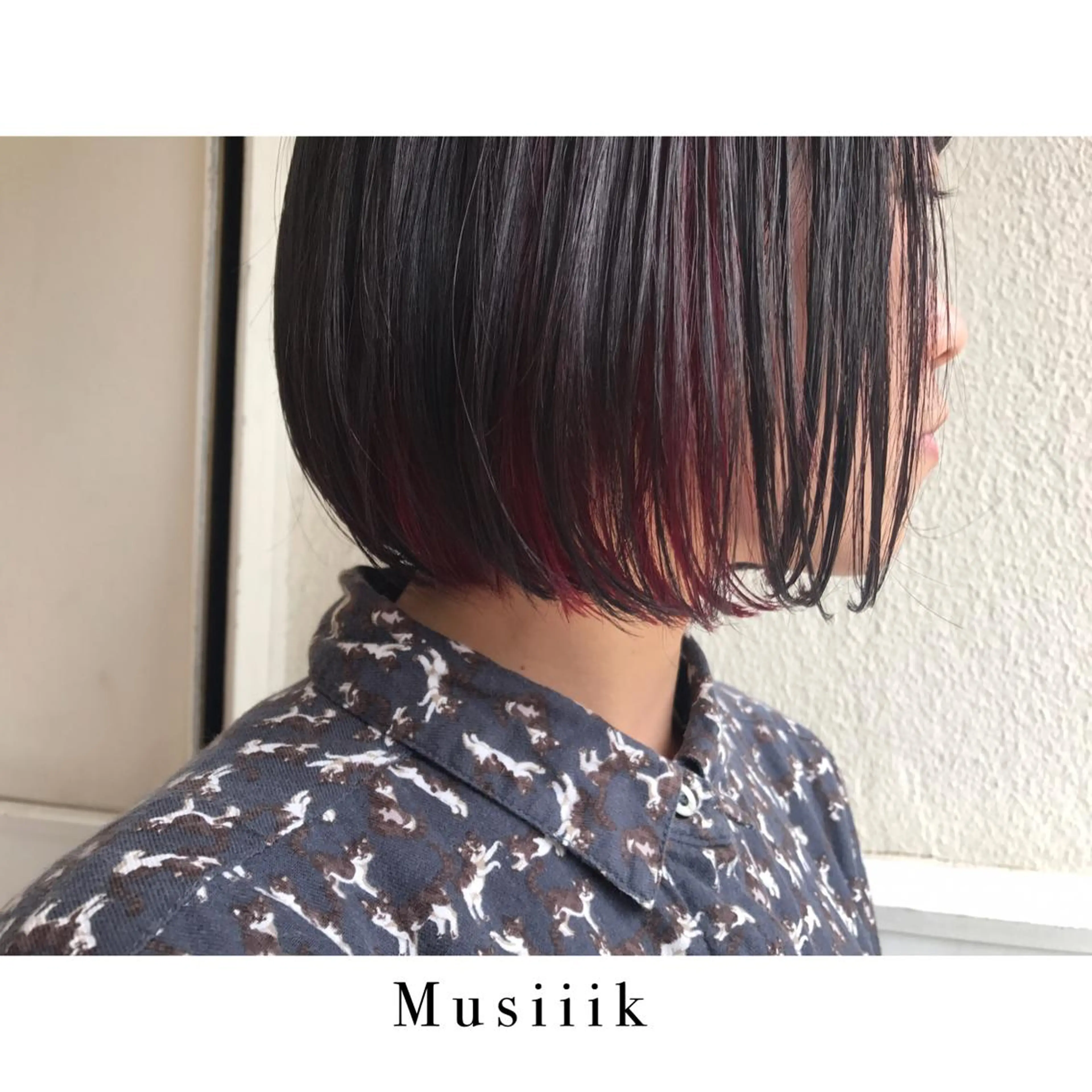 ショート カラー 黒髪 インナーカラー ヘアカラー Musiiik hairのヘアスタイル
