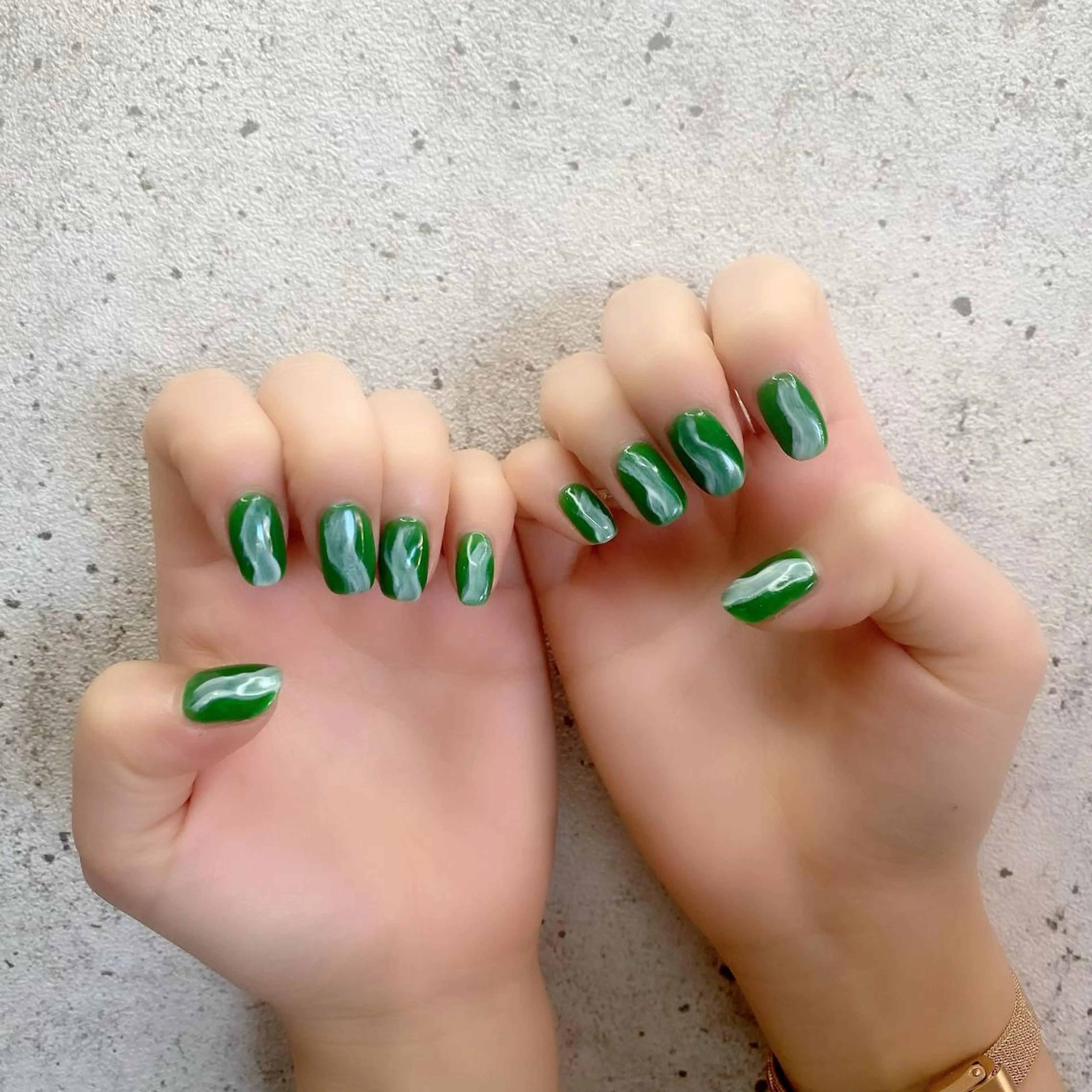 ミディアム カラー パーマ ヘアアレンジ メンズ キッズ ネイル マツエク・マツパ アイブロウ アートネイル ジェルネイル グリーン パラジェル ハンドネイル Salon Ｋのネイルデザイン