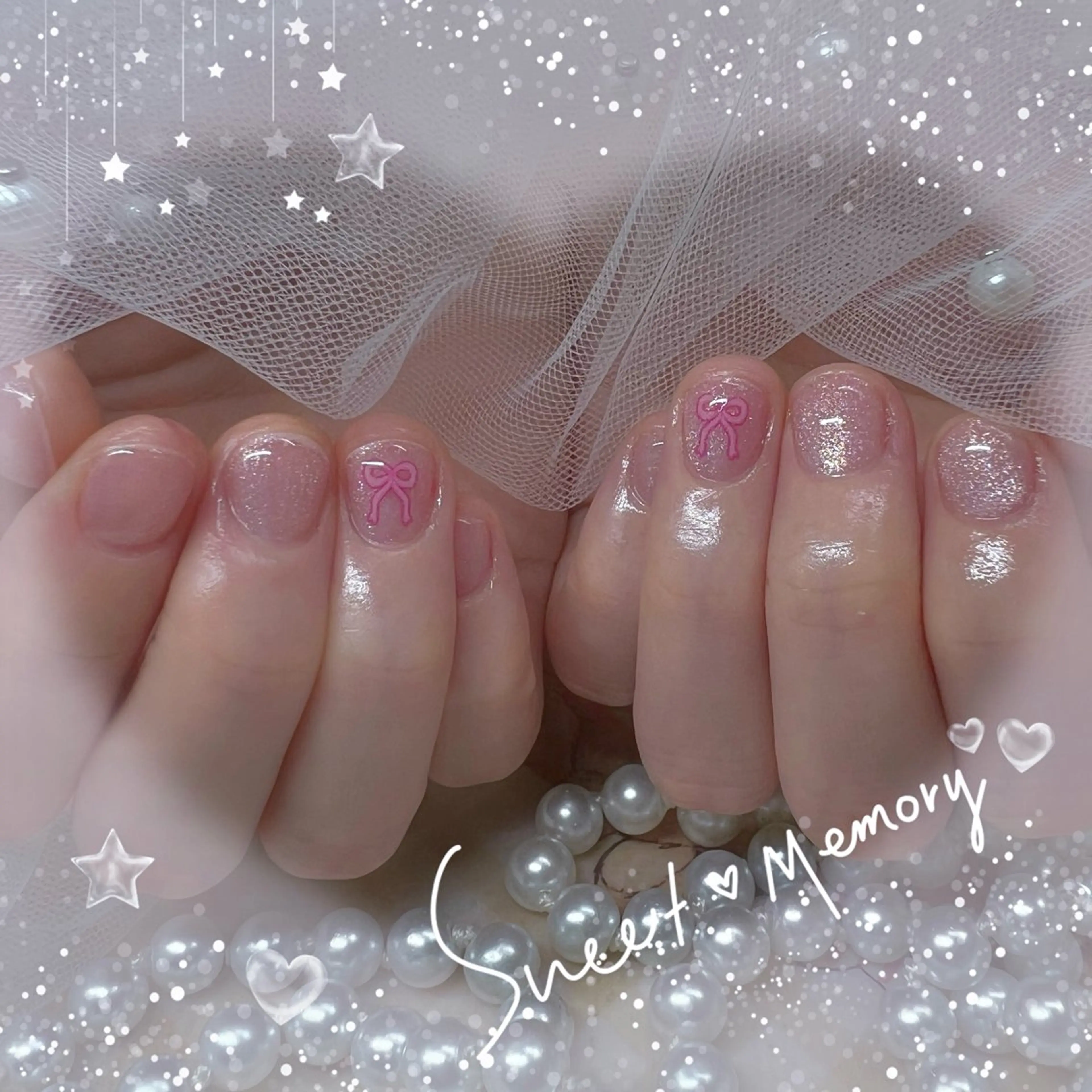 ネイル チークネイル フレンチネイル ガーリー ガラスフレンチ グラデーション ハンドネイル ハンドケア Chill Nailsalonのネイルデザイン