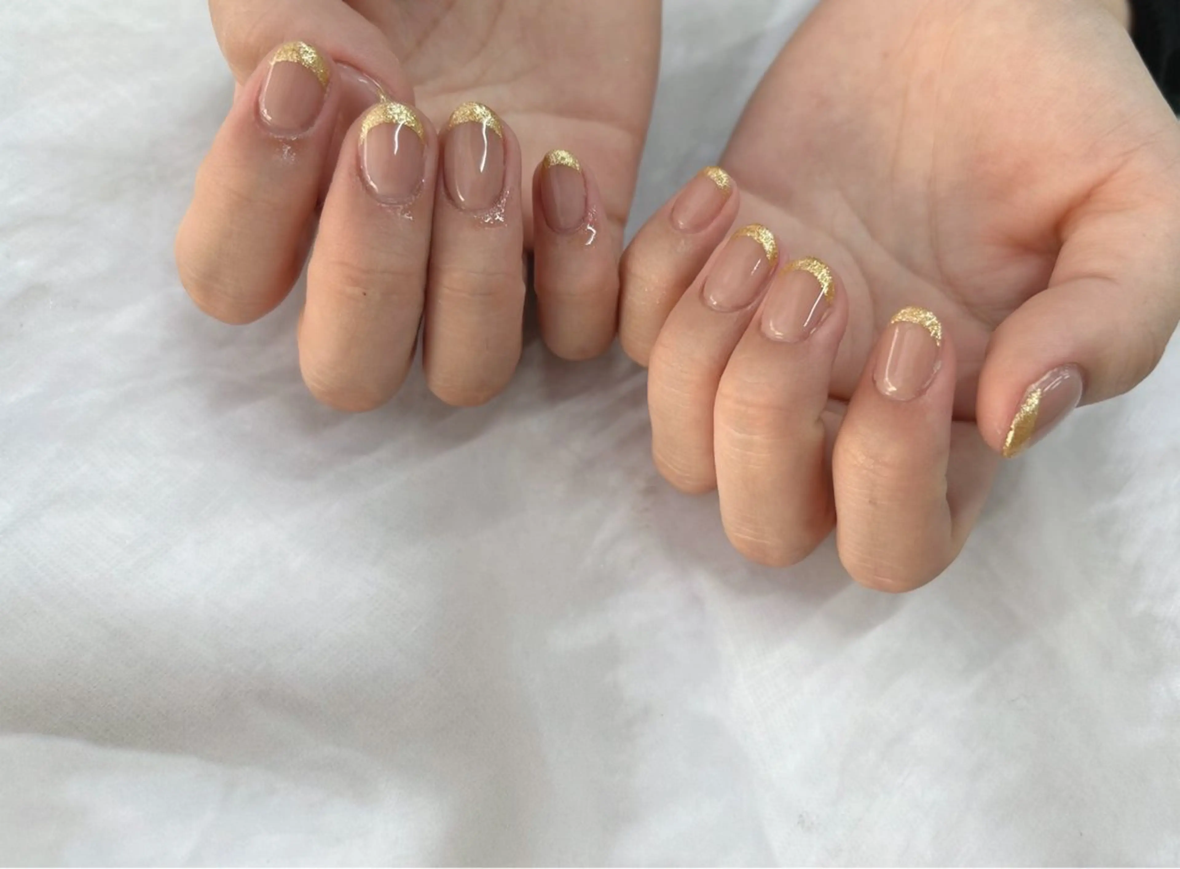 ネイル フレンチネイル ゴールド ハンドネイル Nail Salon agré所属・agré ネイルサロン　アグレのネイルデザイン