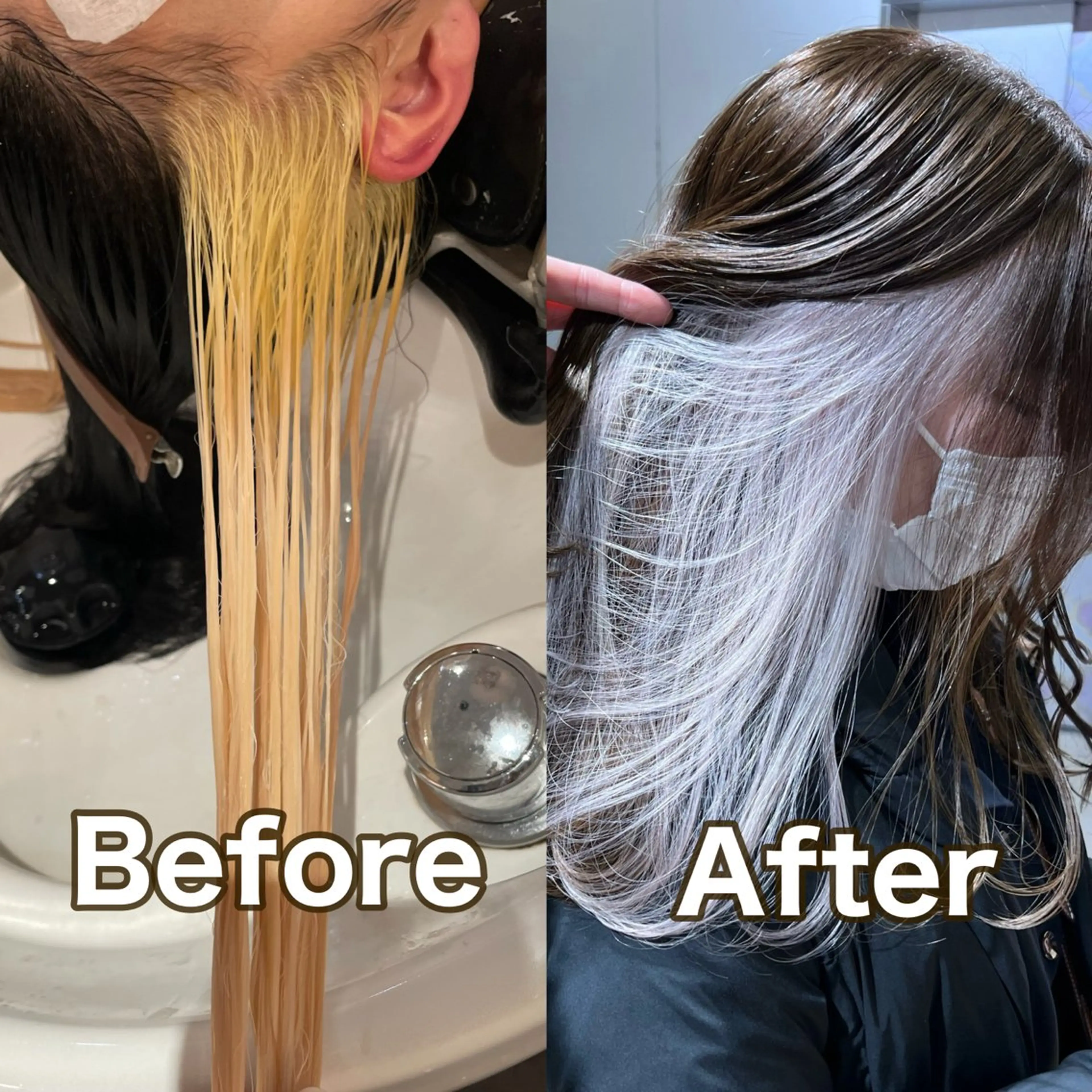 セミロング カラー 脱白髪染め/ 髪質改善/ハクのヘアスタイル