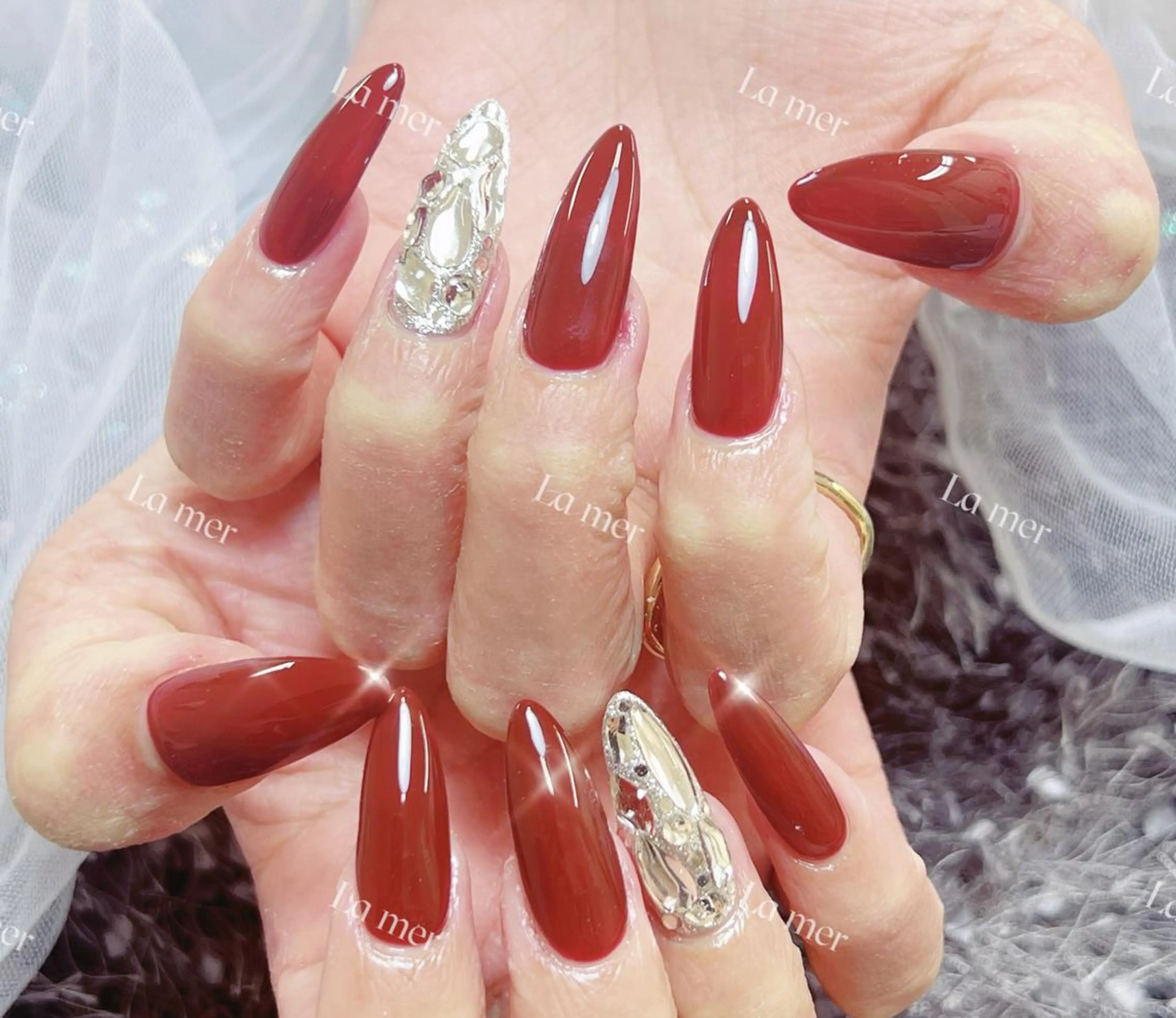 人気限定メニュー🍒🍒🍒チップ長さだし+持ち込みデザイン(デザイン、パーツ2本まで)9990の写真