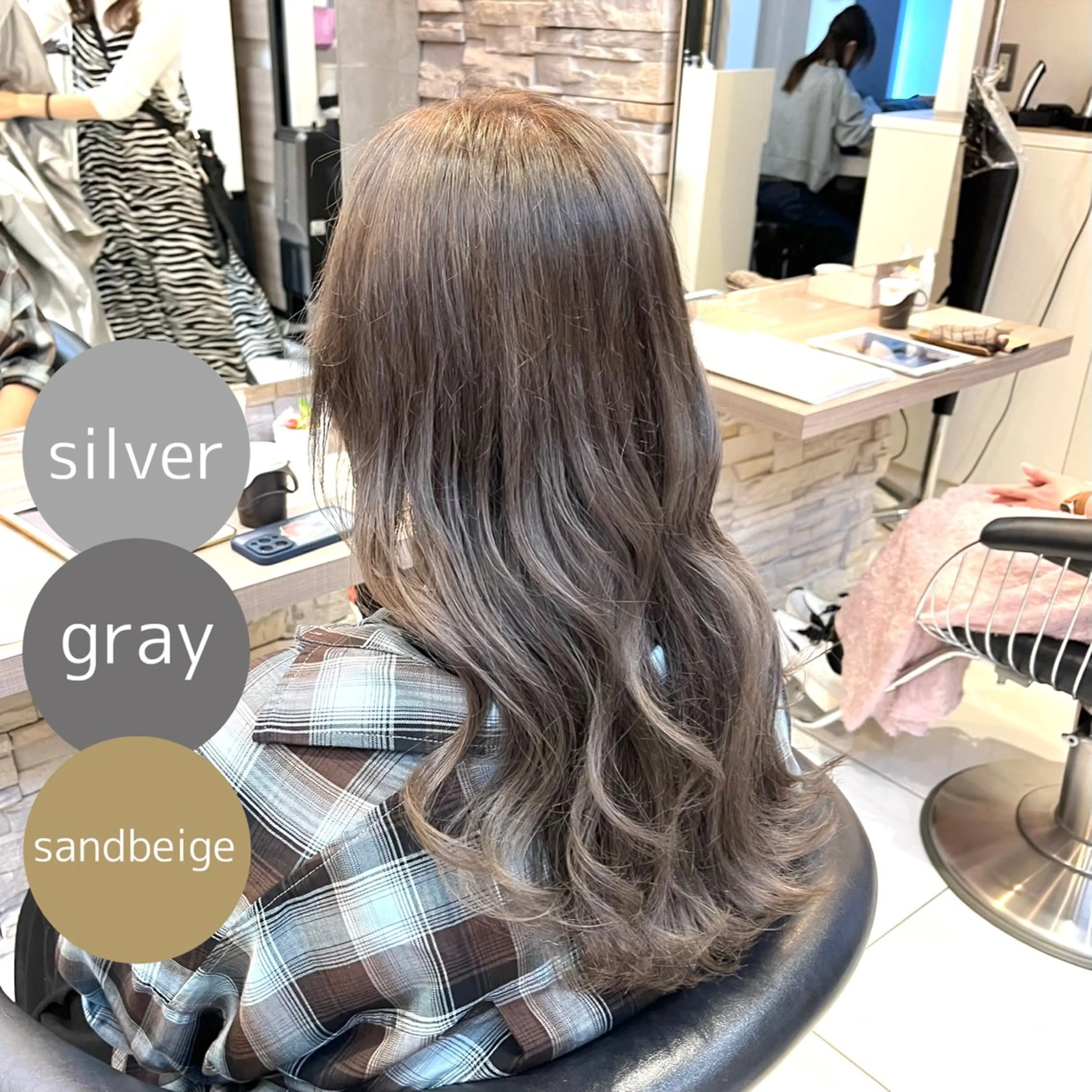 ロング カラー ベージュカラー ブリーチ 透明感カラー グレージュ シアーグレージュ ヘアカラー 透明感カラー/ くびれヘア/館岡俊平のヘアスタイル